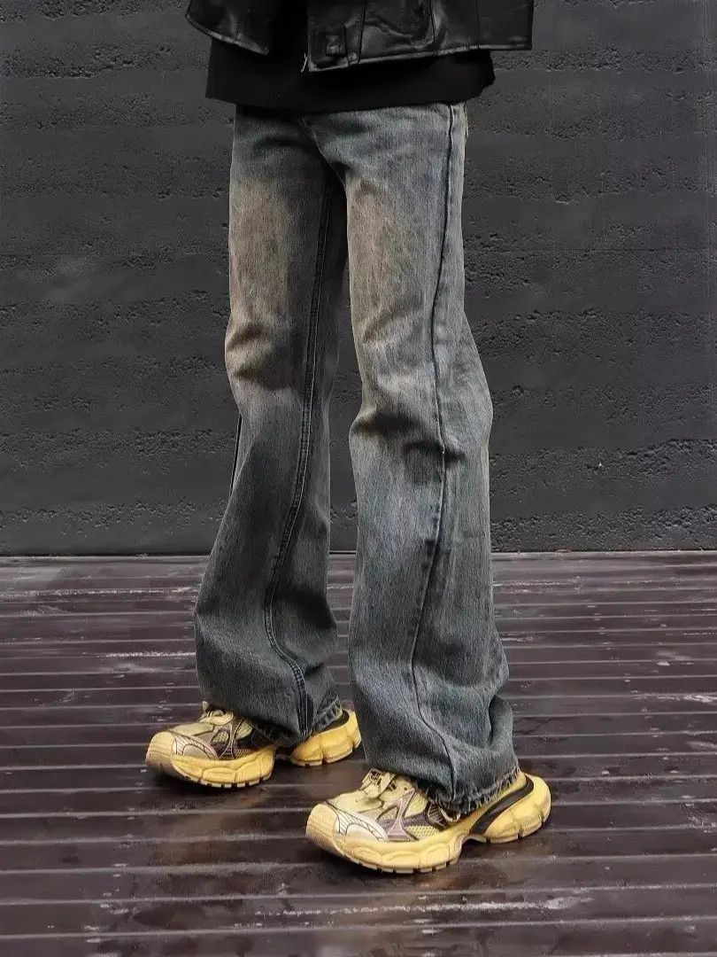 Japanese Brand Retro mud dyed micro flared jeans Size US 32 / EU 48 - 1 Thumbnail