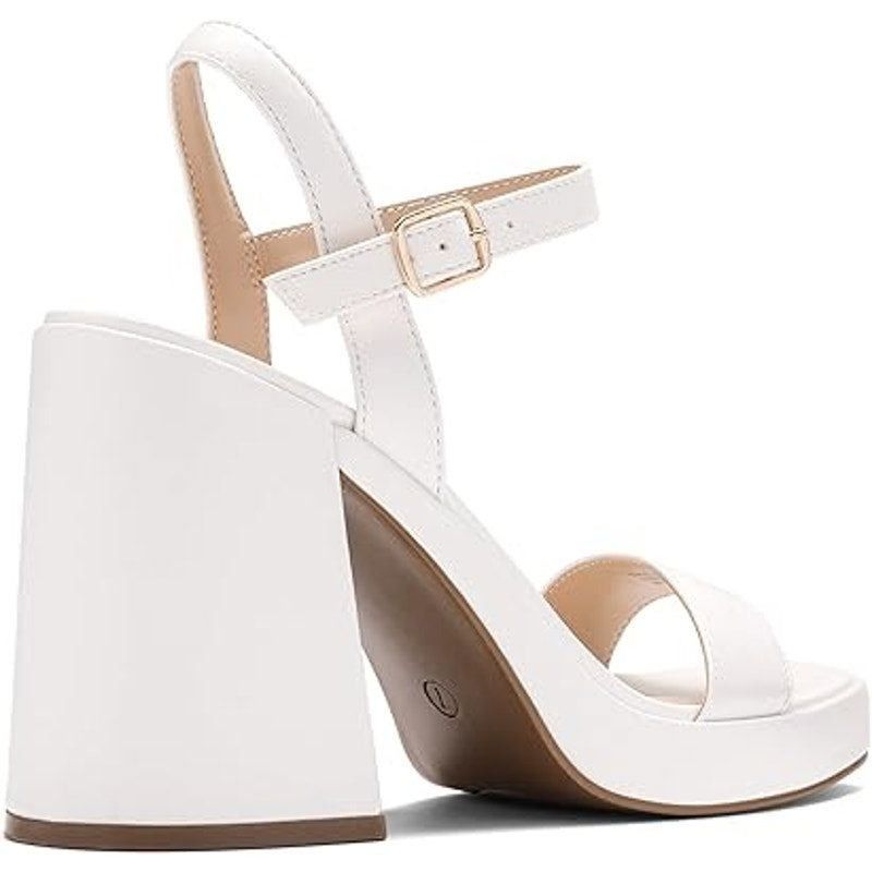 Other Dream Pairs Womens 8.5 White Faux Leather Block Heel Sandals Size US 8.5 / IT 38.5 - 3 Thumbnail