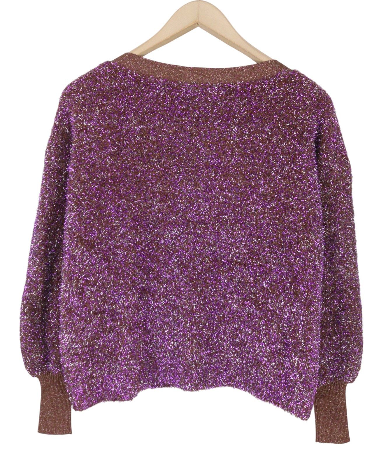 MAX&Co. XS Burgundy Glitter Metallic Fuzzy Knit Jumper 88677 Size XS / US 0-2 / IT 36-38 - 4 Thumbnail