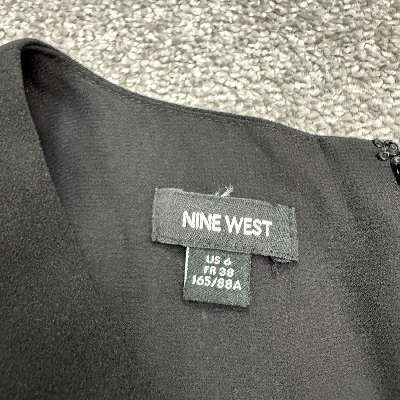Nine West Nine West Belted Peplum A-Line Fit & Flare Dress Womens 6 Black Eyelet Textured Sleeveless Knitted? Wait Size M / US 6-8 / IT 42-44 - 4 Thumbnail
