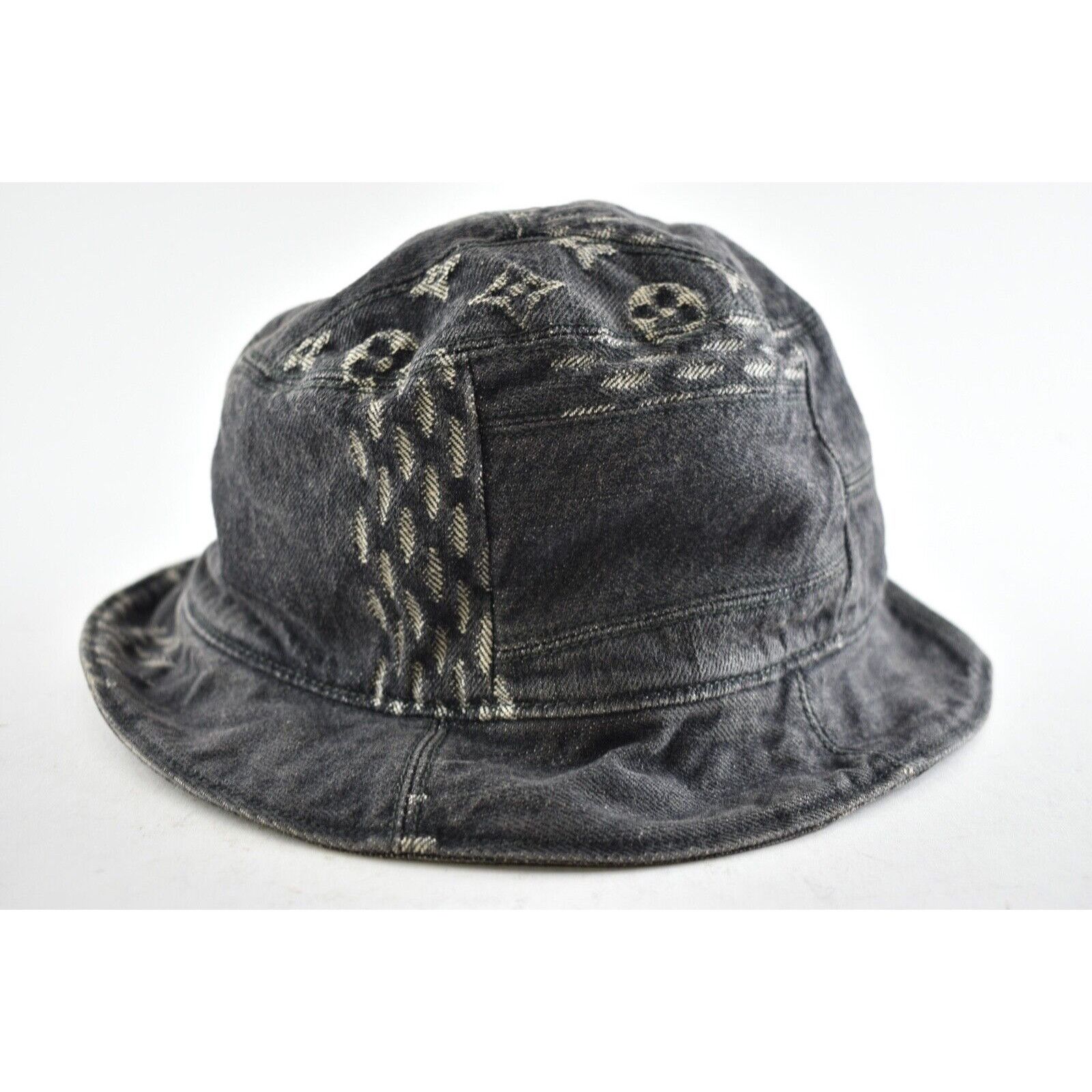 Louis Vuitton Louis Vuitton Nigo Black Monogram Logo Sun Bucket Hat M 58cm Size ONE SIZE - 9 Thumbnail