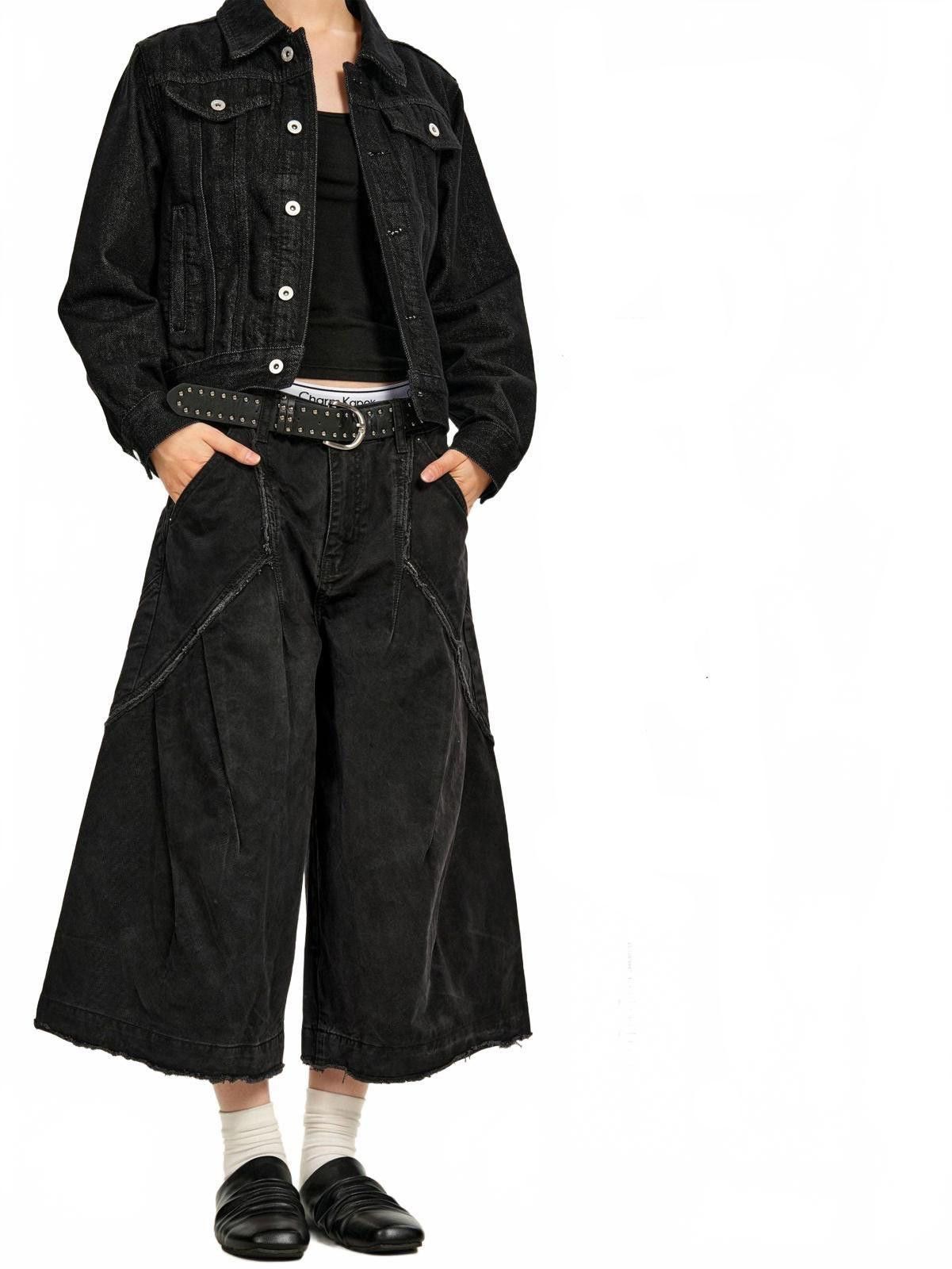 Jean Back-Pocket Embroidery 7/8 Wide-Leg Heavy Jorts Size US 30 / EU 46 - 4 Thumbnail