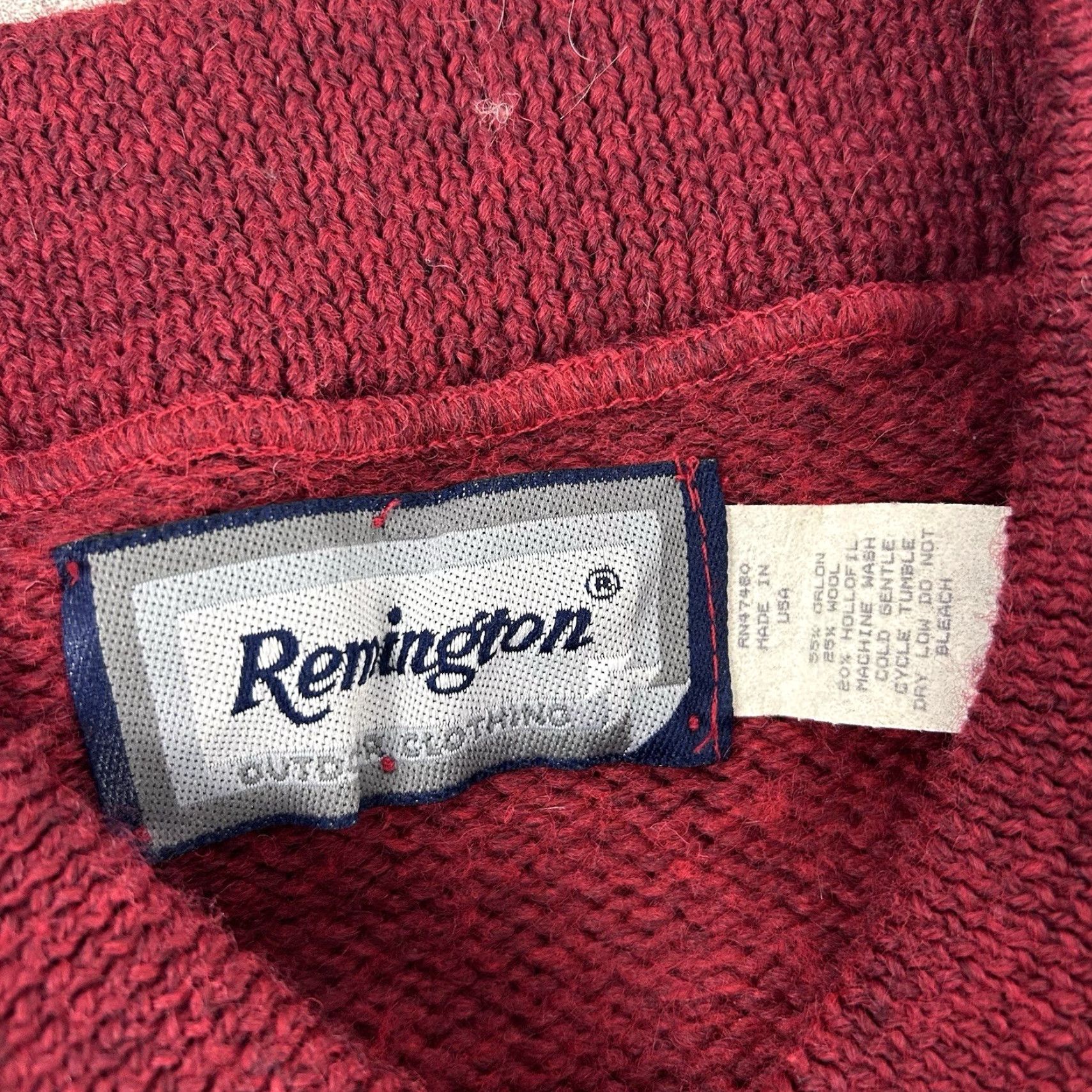 Vintage VINTAGE Remington Sweater Men’s XL Windstopper Wool Orlon Red Chest Vtg 5 Button Pullover Crew Neck Long Sleeve Knit Solid USA 90s Mens Size US XL / EU 56 / 4 - 4 Thumbnail