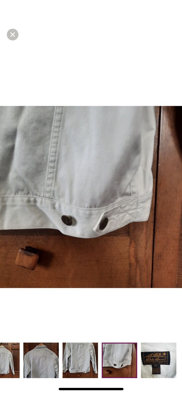 Eddie Bauer White Denim Jean Jacket Oversized Women’s Small Size S / US 4 / IT 40 - 5 Thumbnail