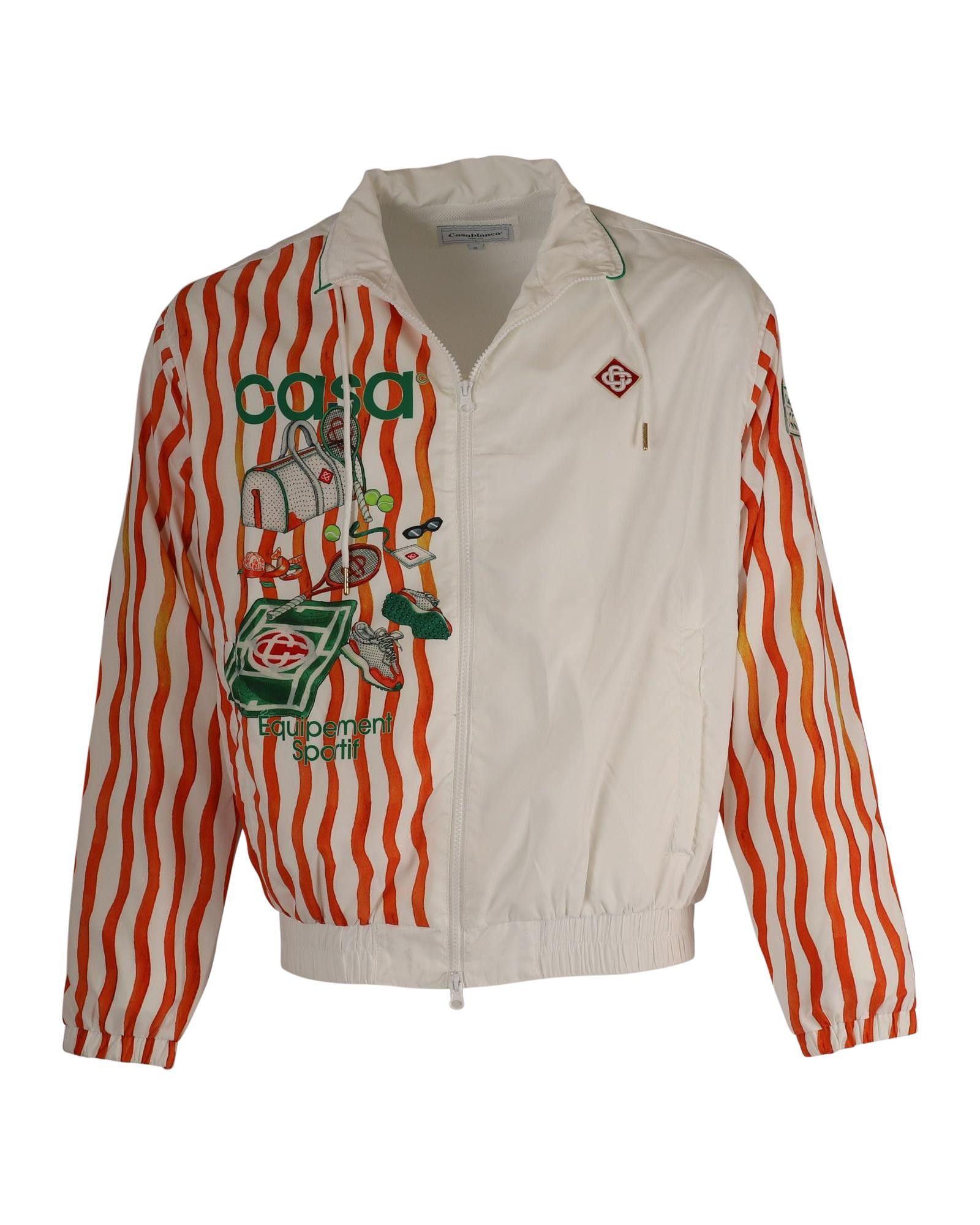 image of Casablanca Striped Sports Jacket With Logo Accents, Men's (Size XL)