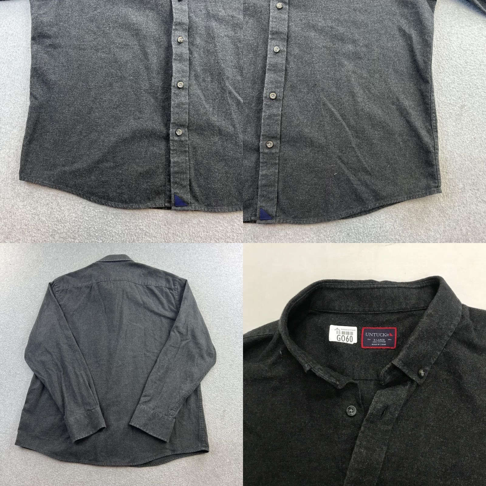 UNTUCKit UNTUCKit Shirt Mens XL Gray Long Sleeve Button-Down Cotton Flannel Casual Size US XL / EU 56 / 4 - 8 Thumbnail