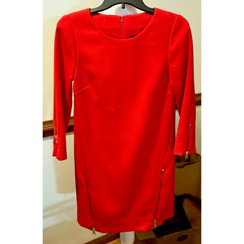 J.Crew J.Crew Red Sheath Dress Gold Zipper Detail 3/4 Sleeve Size 0 Size XS / US 0-2 / IT 36-38 - 2 Thumbnail