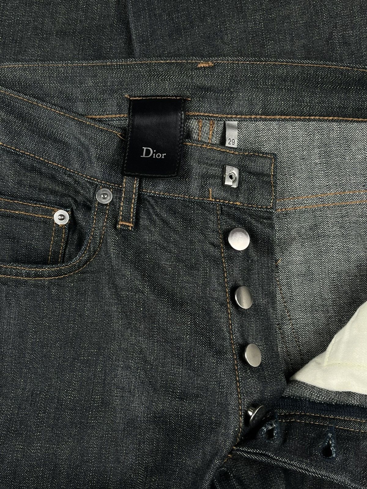 Dior × Hedi Slimane AW07 Dior Homme Navigate Polyurethane Wax Coated Denim Jeans Size US 29 - 6 Thumbnail