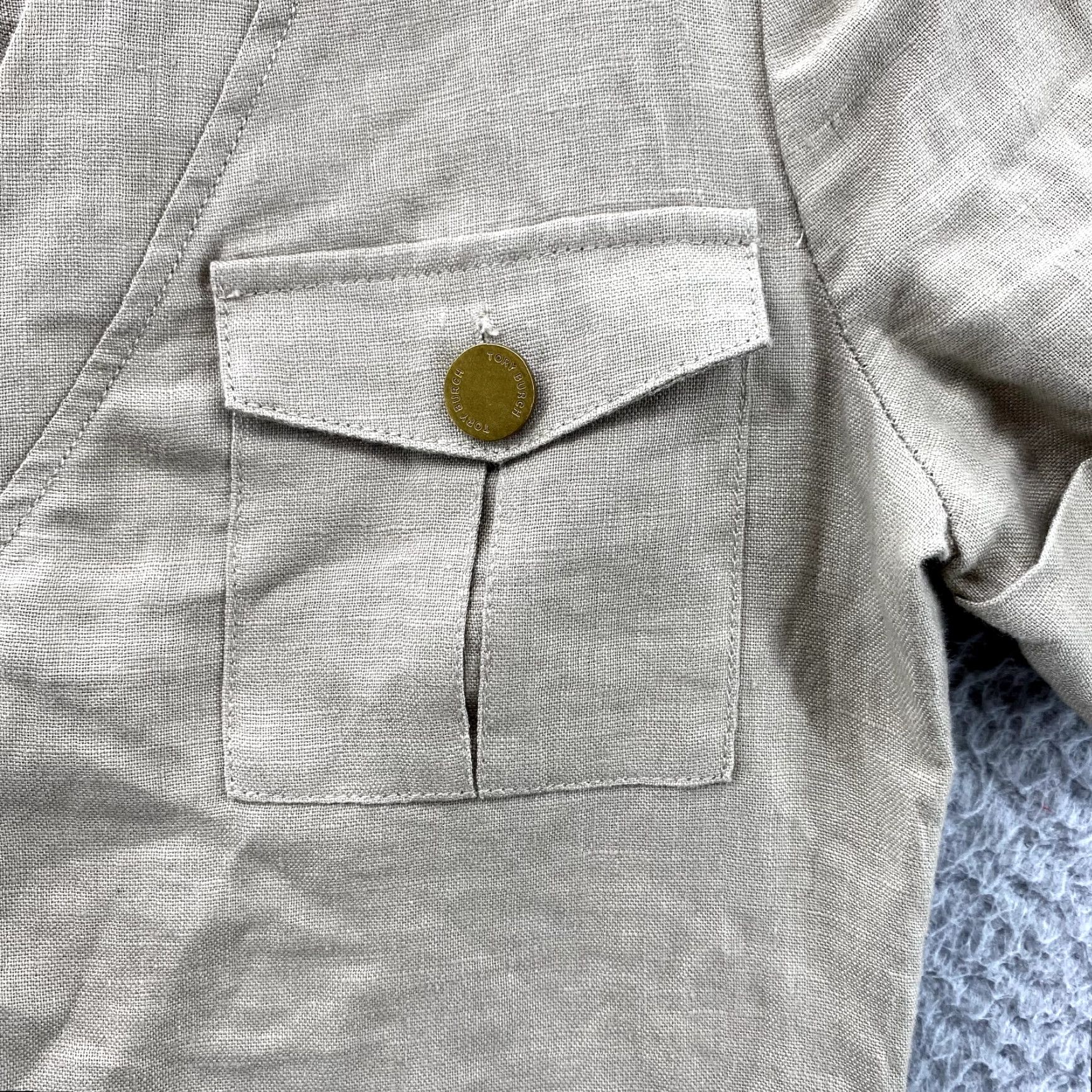 Tory Burch Tory Burch Dress Women's 2 Khaki V-Neck Linen Shift Classic core Safari Office Size XS / US 0-2 / IT 36-38 - 4 Thumbnail