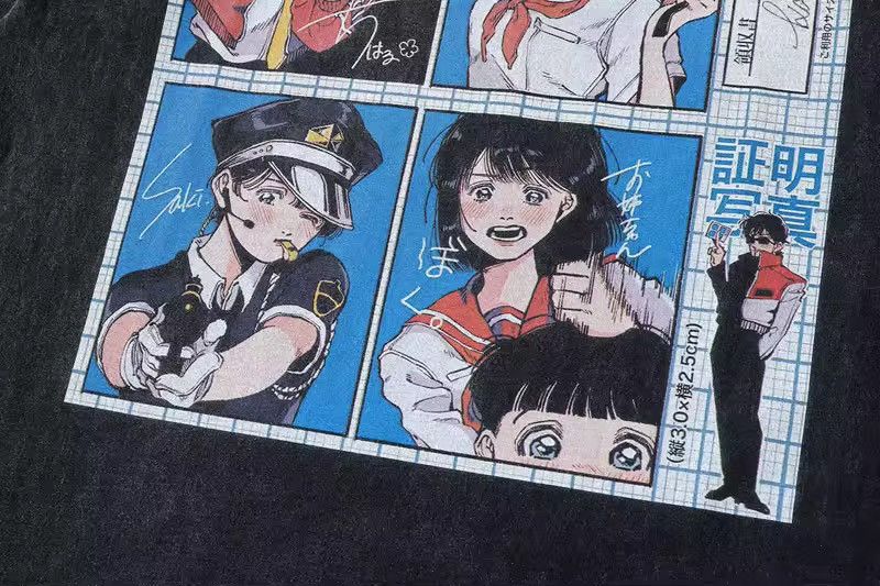 Japanese Brand Streetwear Cartoon Anime Loose Japanese Washed T Shirt Size US XXL / EU 58 / 5 - 5 Thumbnail