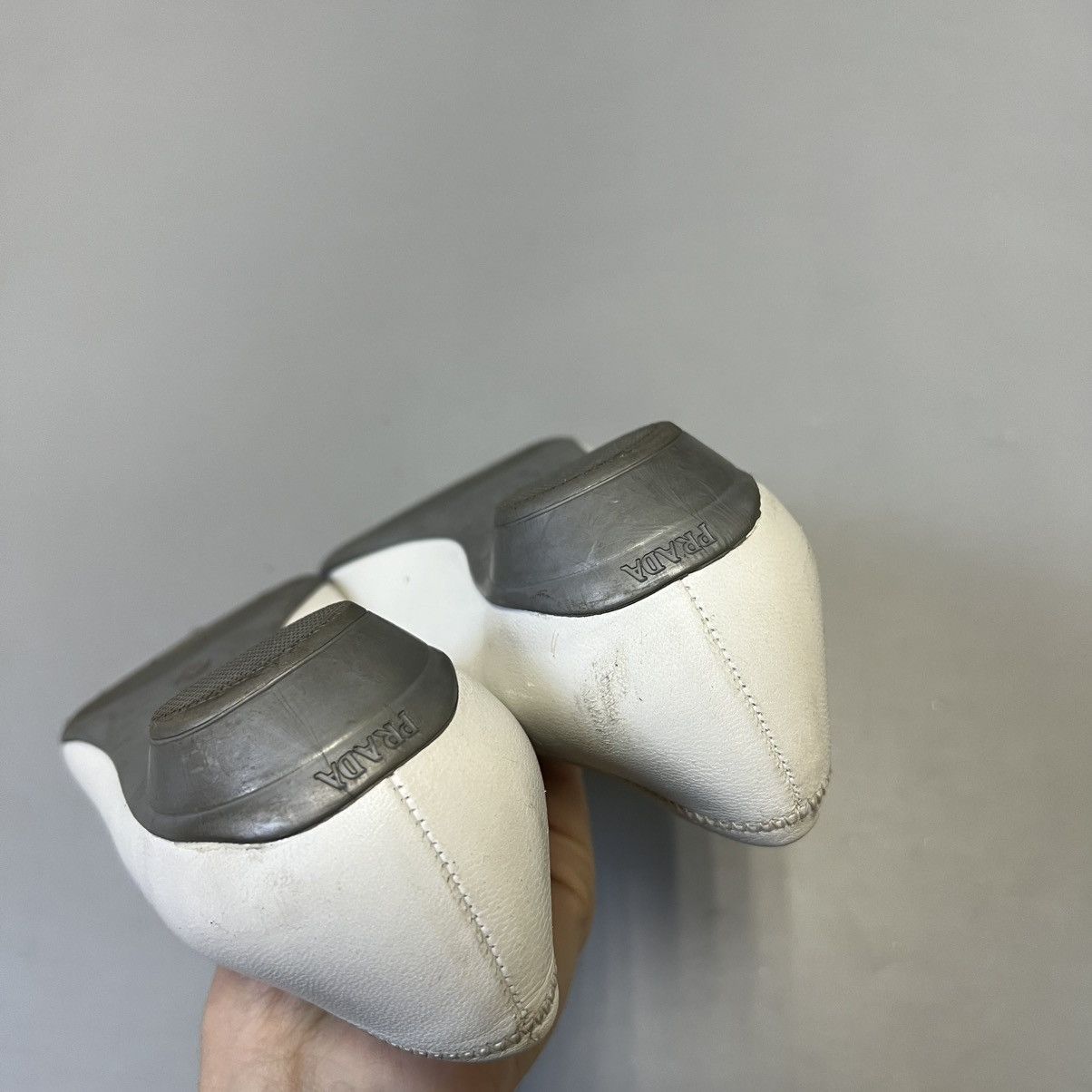 Prada Prada White Leather Bow Ballet Flats Vintage Size US 7 / IT 37 - 10 Thumbnail