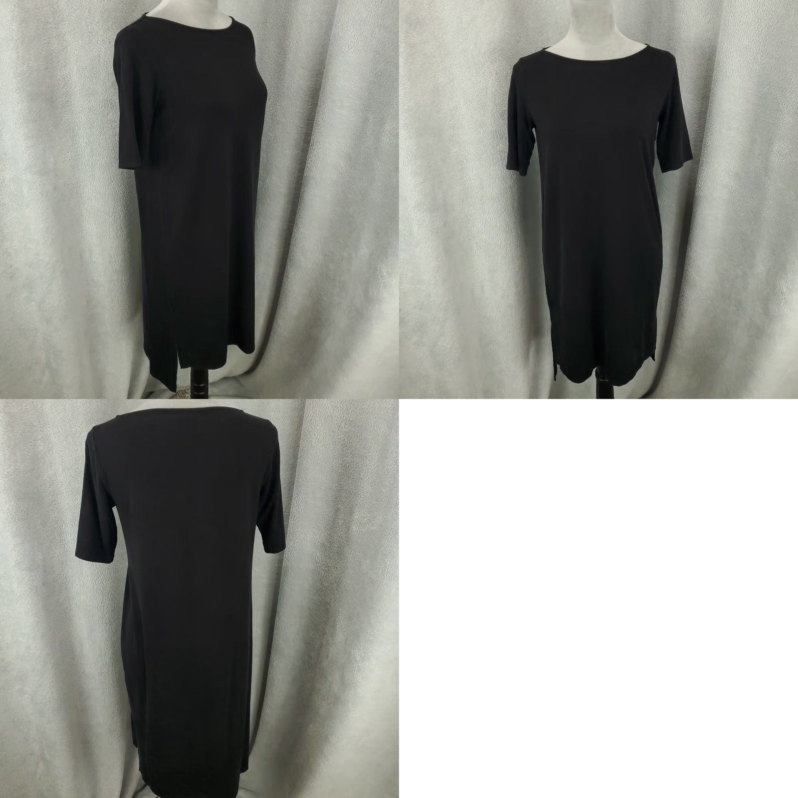 Eileen Fisher Eileen Fisher Black Dress Womens 2XS Shift Knee Length Short Sleeve Boat Neck Stretch Solid USA Made, Regular, Dress, Women, Black, 2XS Size XXS / US 00 / IT 34 - 8 Thumbnail