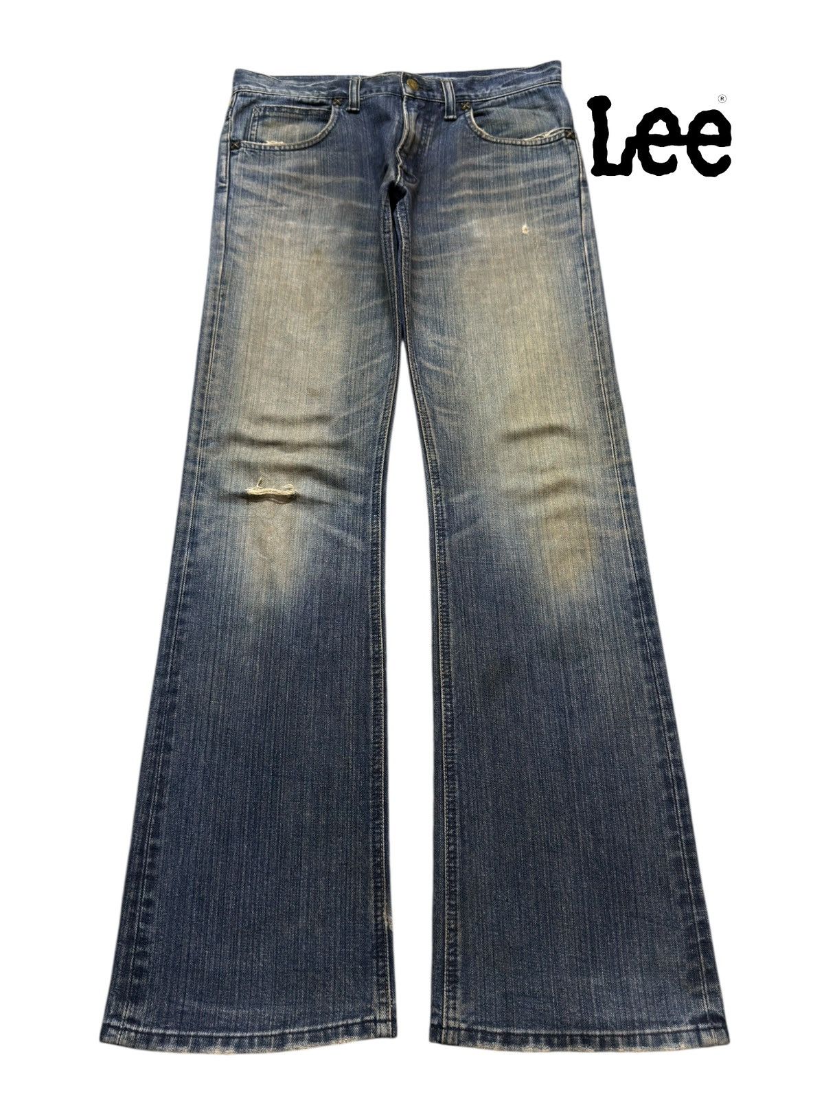 Lee Vintage 90s Lee Mud Wash Faded Whisker Wide Leg Flare Jeans Size US 32 / EU 48 - 1 Thumbnail