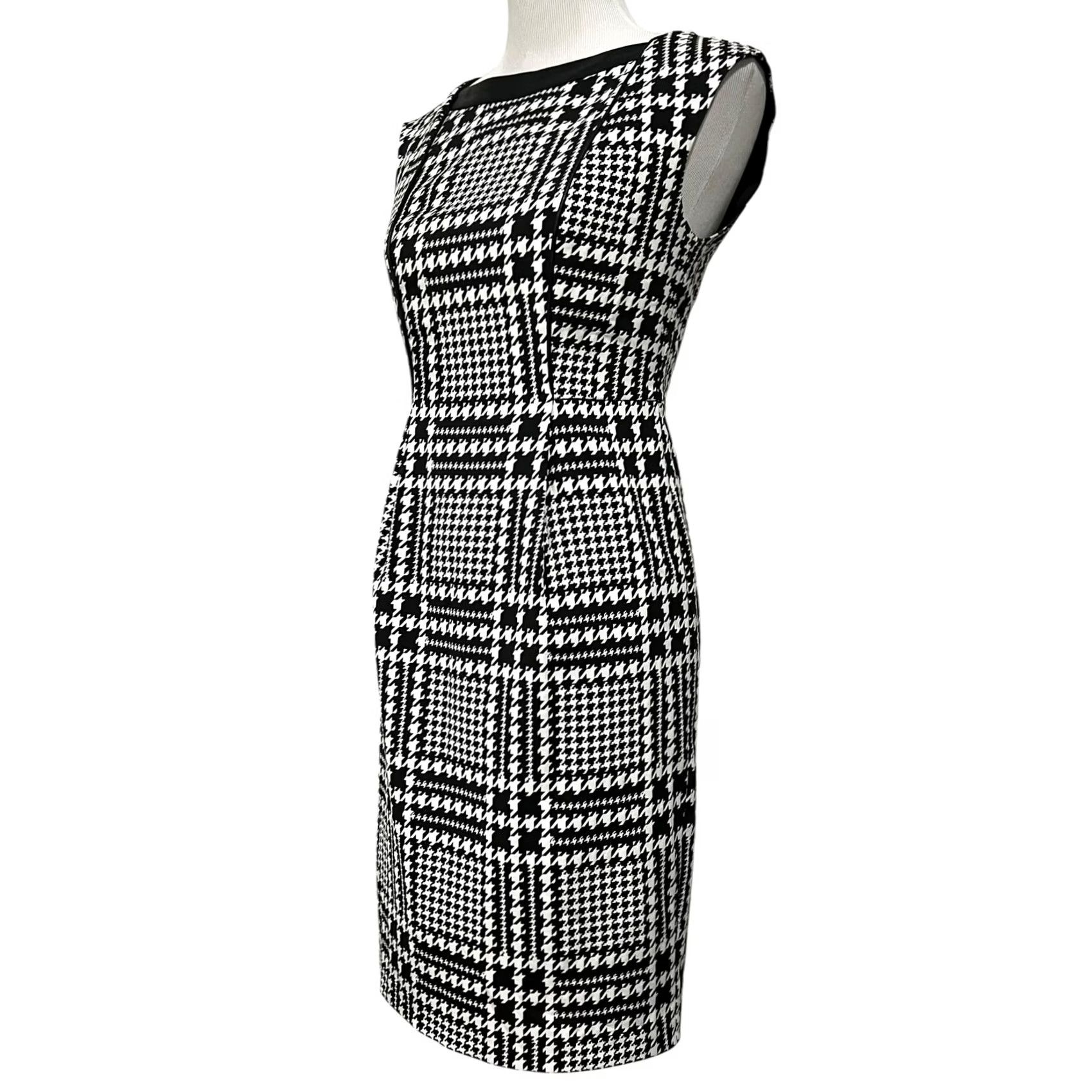 Karl Lagerfeld Karl Lagerfeld Dress Black & White Houndstooth Sheath Sleeveless Women’s Size 2 Size XS / US 0-2 / IT 36-38 - 4 Thumbnail