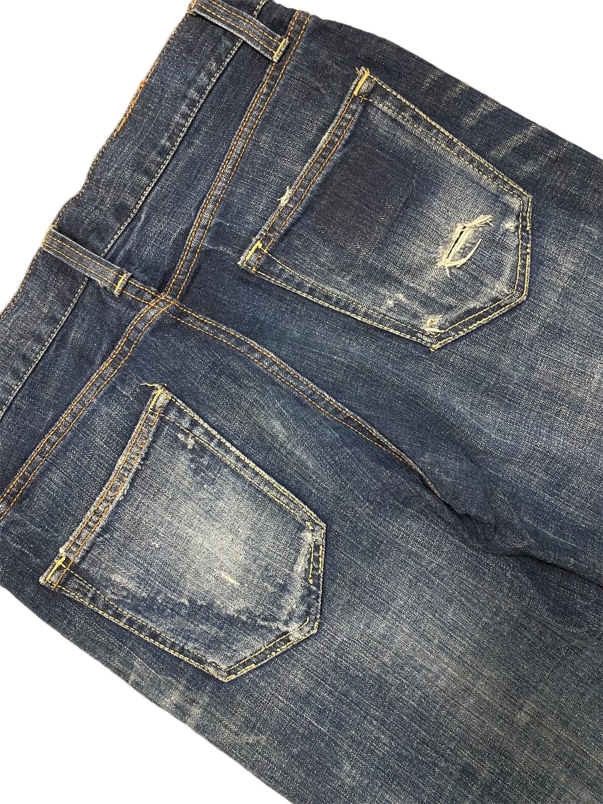 Japanese Brand Navy Produce Distressed Denim Faded Japanese Jeans Size US 29 - 5 Thumbnail