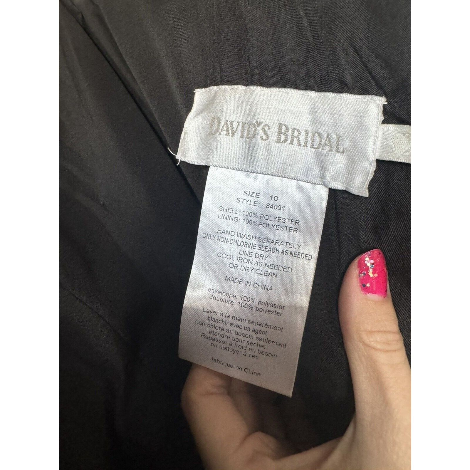 Other David’s Bridal Style 84091 Black Bubble Tack Satin Strapless Size L / US 10 / IT 46 - 7 Thumbnail
