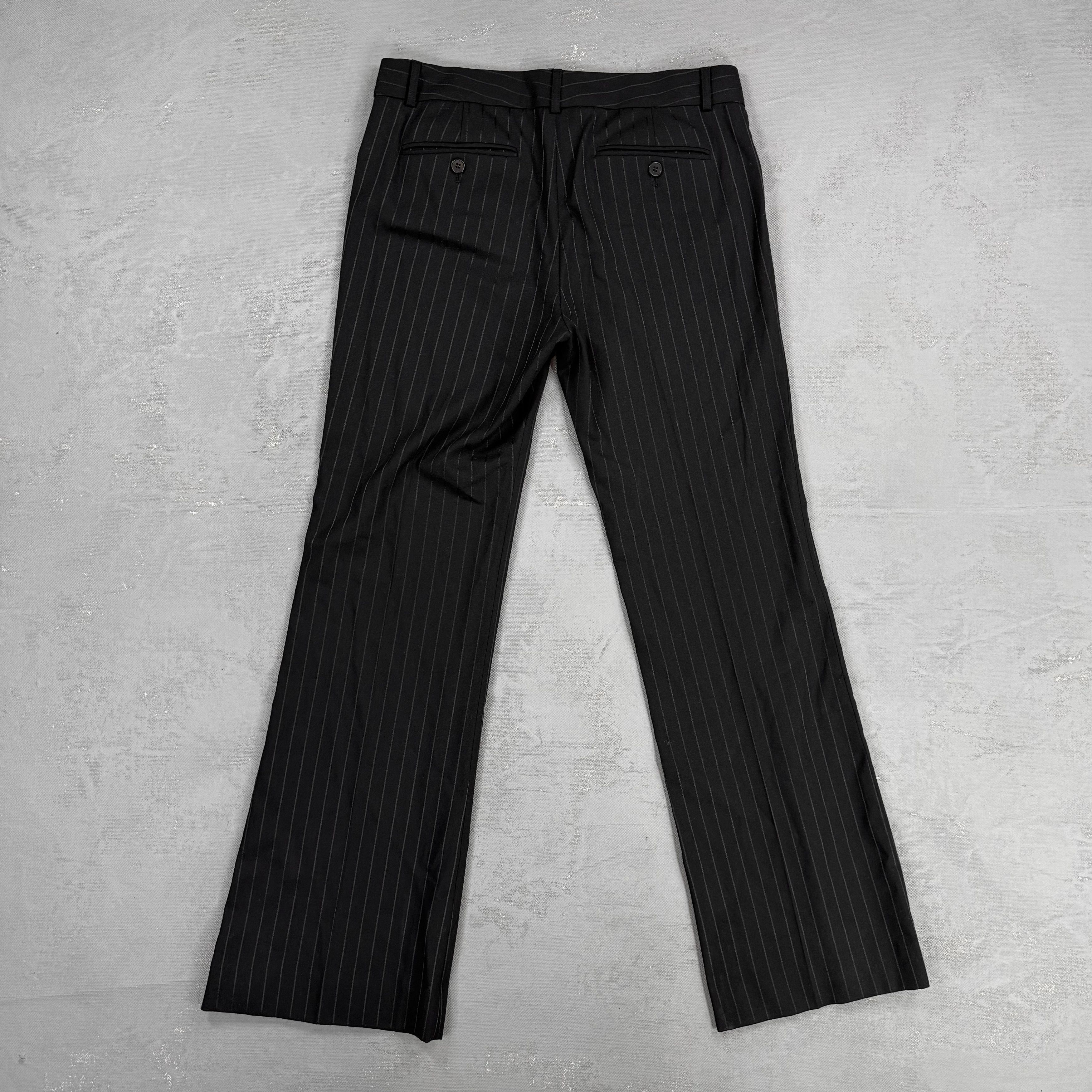 2000s Theory Max Low-Waisted Flared Leg Black Striped Pants