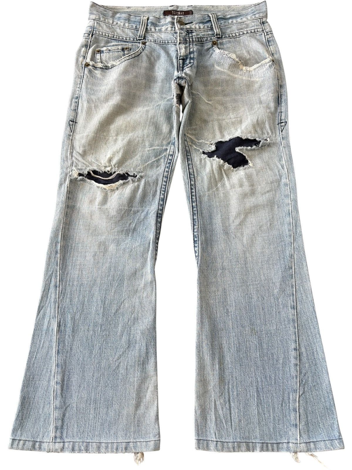 If Six Was Nine Vintage Japanese Brand Crucifix Wings Distress Flare Jeans Size US 36 / EU 52 - 1 Thumbnail