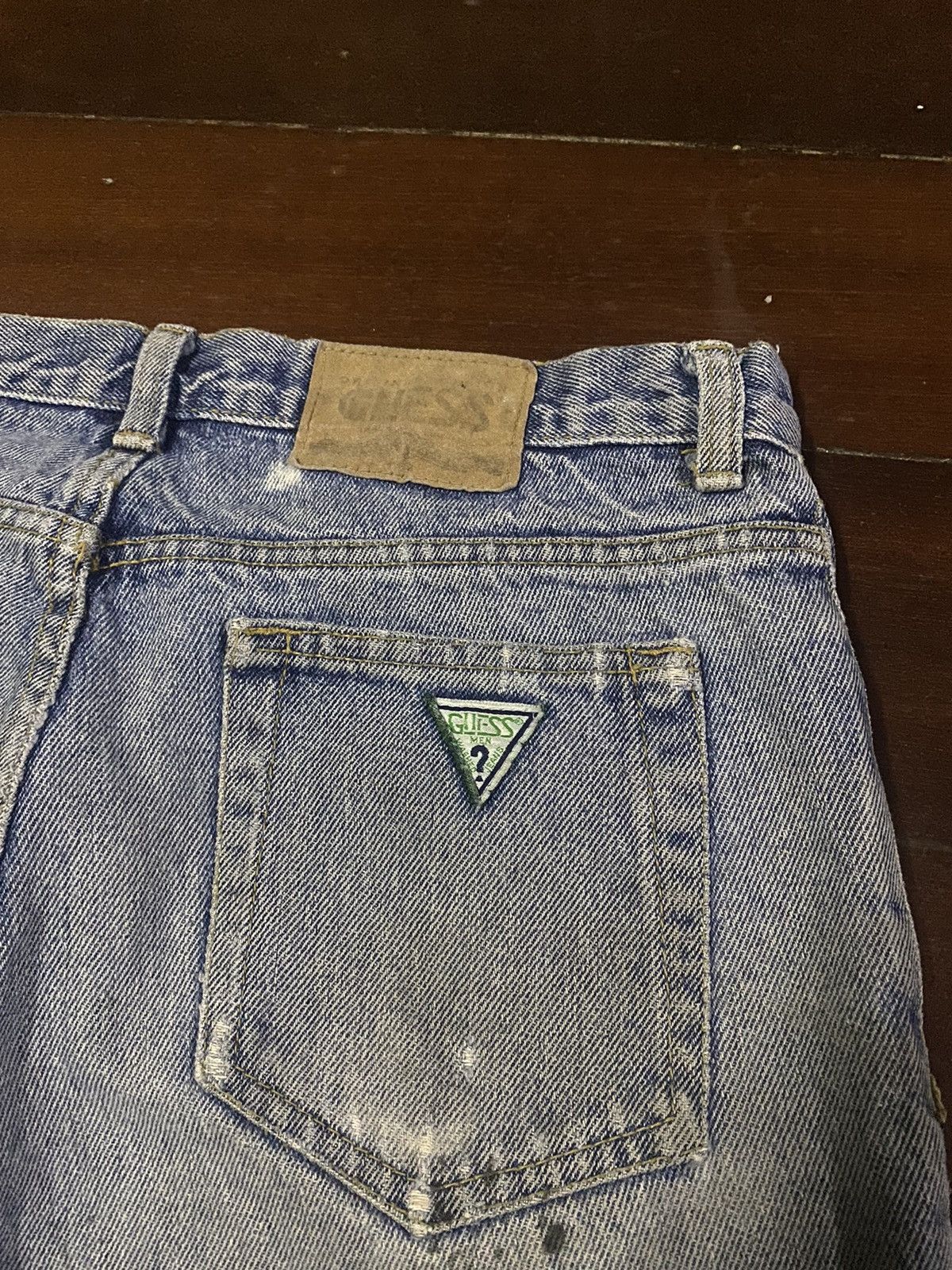 Guess × Polo Ralph Lauren × Vintage Fire 🔥 vintage 90s GUESS MADE IN USA distressed jeans S1 Size US 35 - 17 Thumbnail