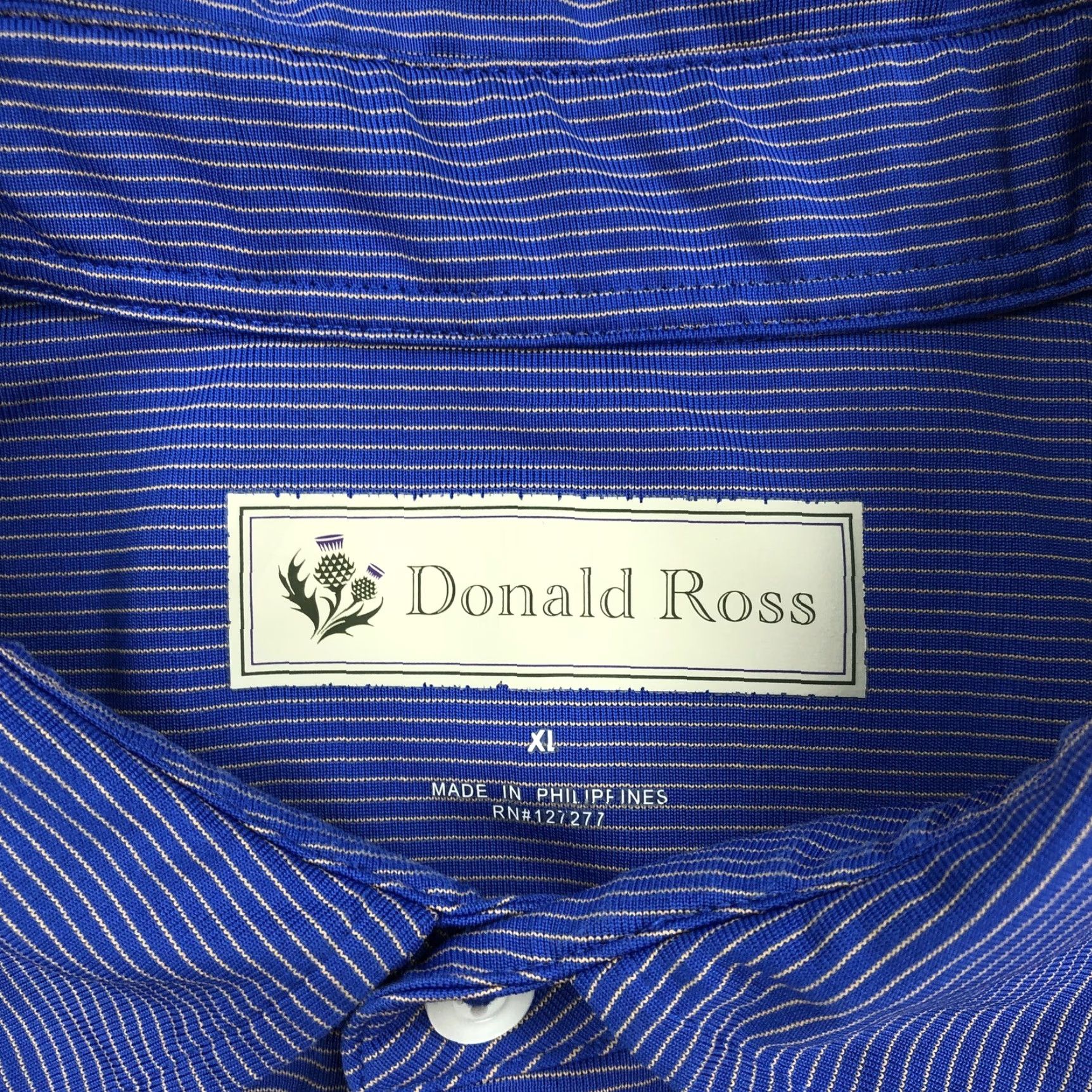 Vintage Donald Ross Men XL Blue Striped Performance Polo Shirt Rochester Club Golf Shirt Size US XL / EU 56 / 4 - 4 Thumbnail