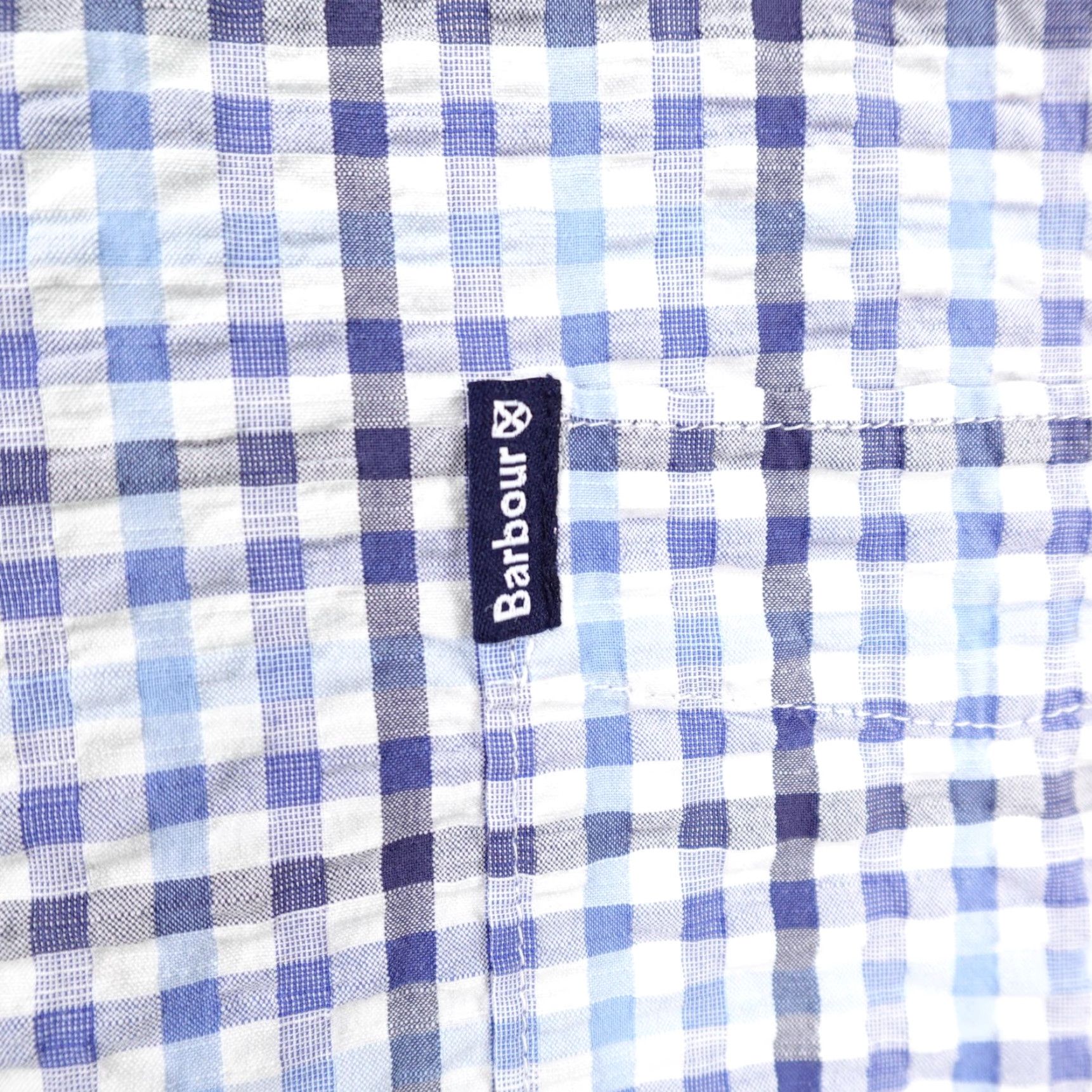 Barbour Barbour Shirt Men 2XL Blue White Seersucker Gingham Plaid Button Up Tailored Fit Size US XXL / EU 58 / 5 - 3 Thumbnail