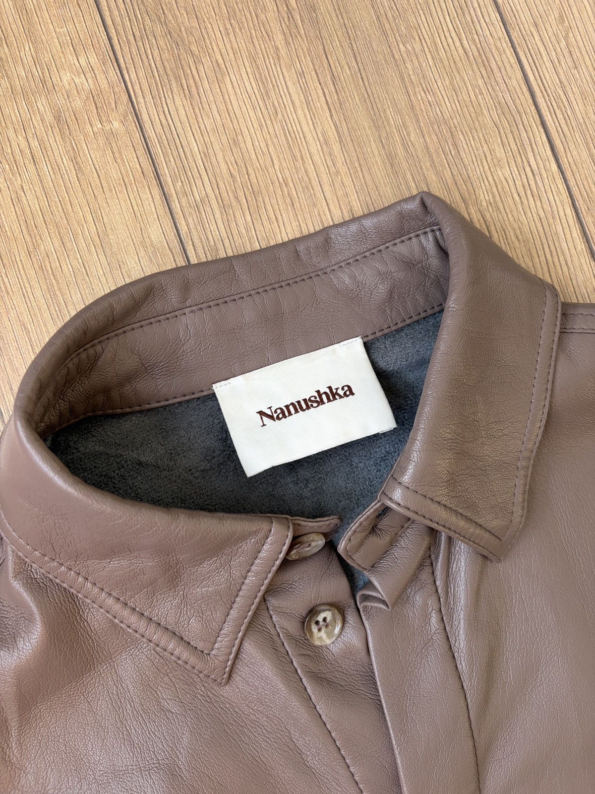Nanushka NANUSHKA Faux Leather Coffee Brown Shirt Size US S / EU 44-46 / 1 - 6 Thumbnail