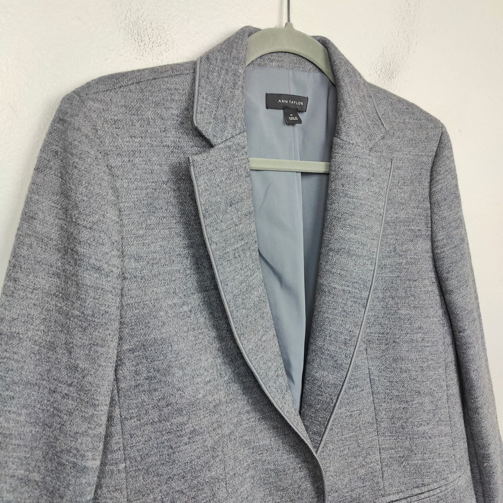 Ann Taylor Ann Taylor Knit Blazer Womens 12 Gray Heather Preppy Work Size XL / US 12-14 / IT 48-50 - 2 Thumbnail