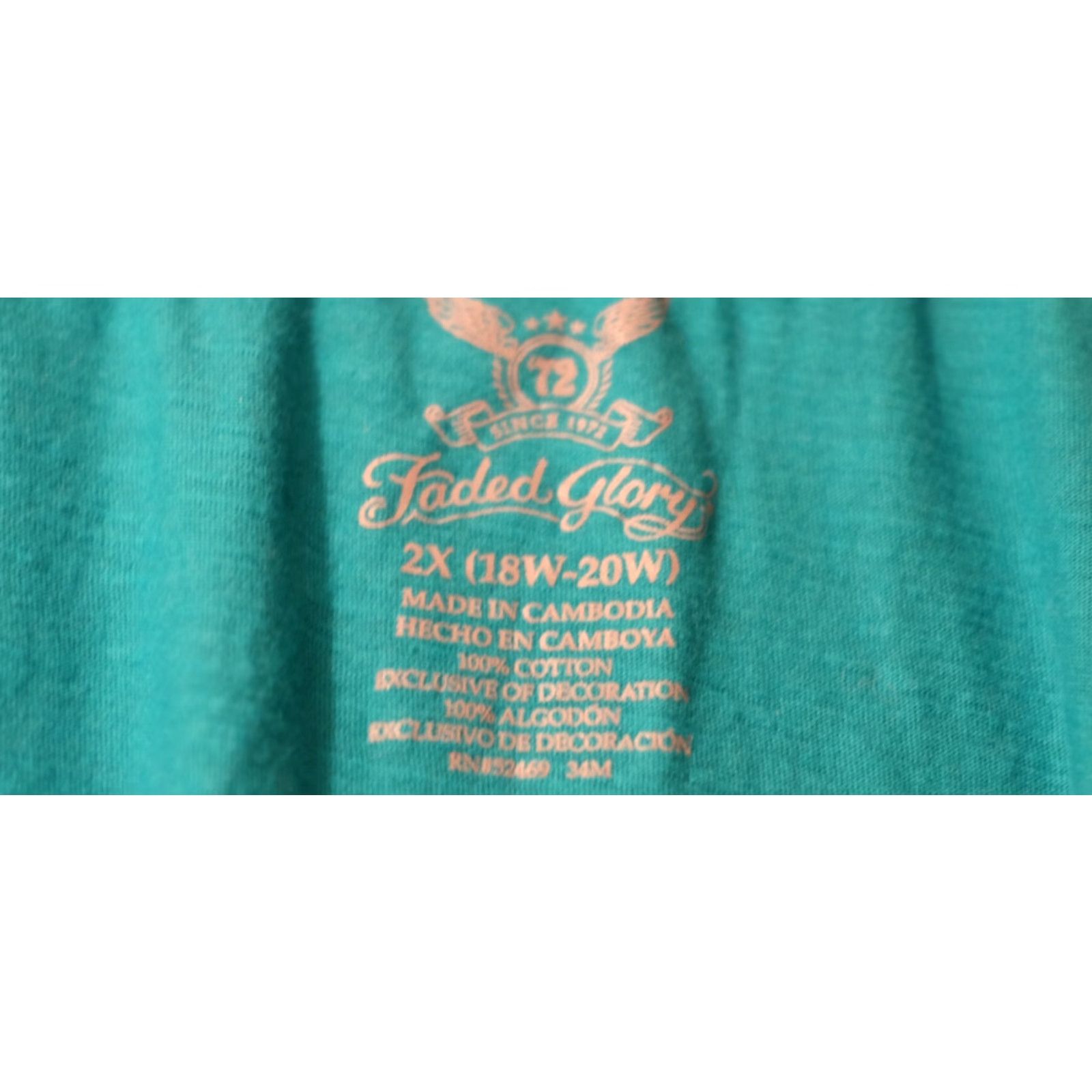 Faded Glory Faded Glory Short Sleeve Green Embroidered Cotton Women's Plus Size 2X T-Shirt Regular 100% Cotton Lightweight Casual Nike? Size 40" / US 18 - 5 Thumbnail