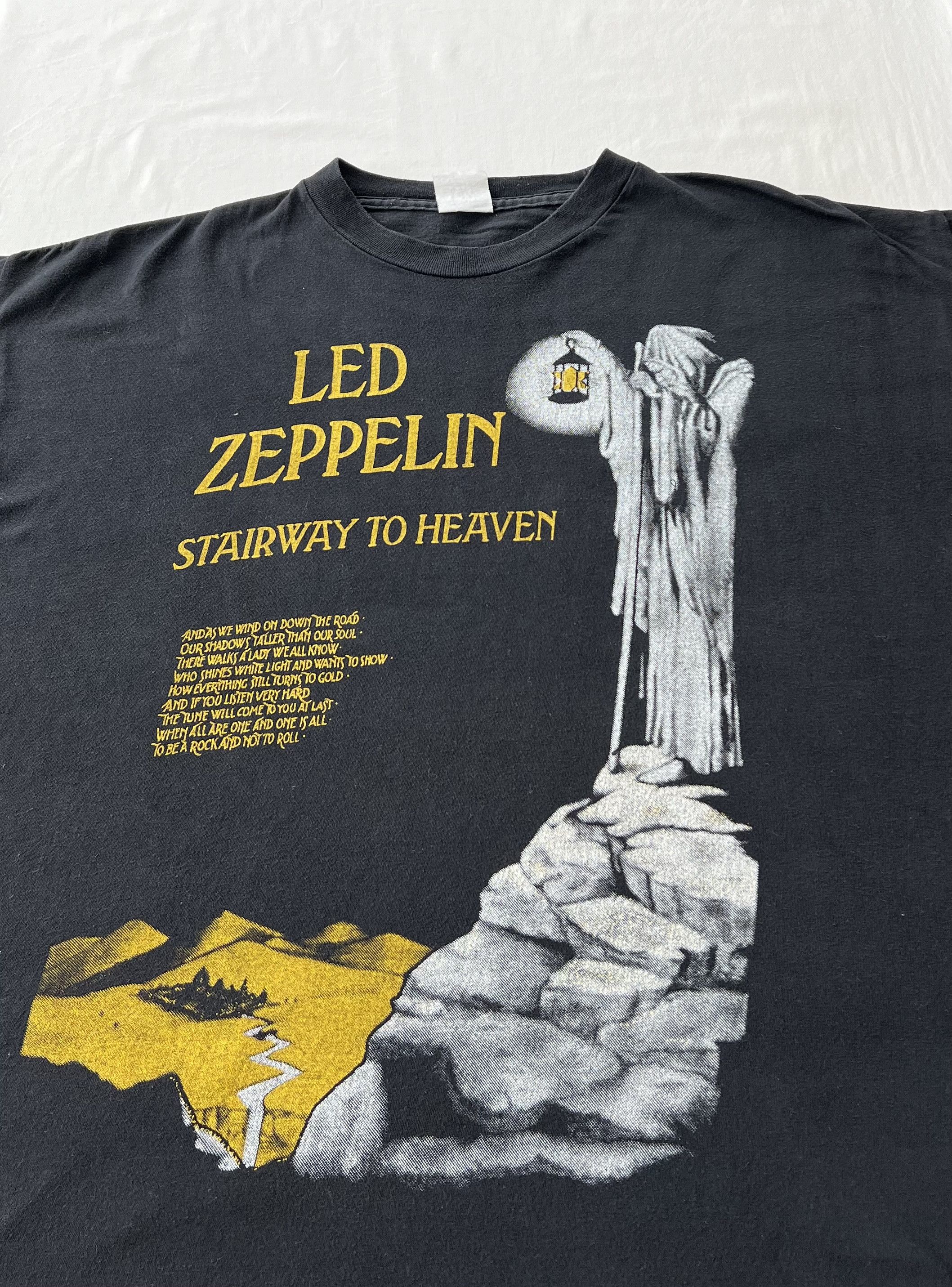 Band Tees Vintage 90s Led Zeppelin Stairway to Heaven Black T-shirt Size US XL / EU 56 / 4 - 3 Thumbnail