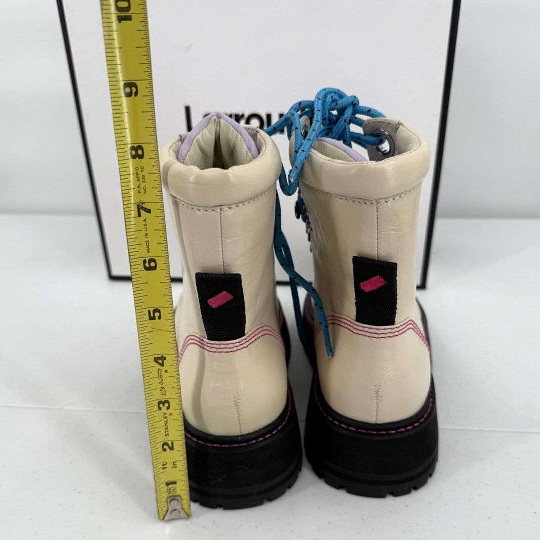 Larroude NEW Larroude Jordan Leather Lace Up Ivory Combat Boots Size US 5.5 / IT 35.5 - 9 Thumbnail