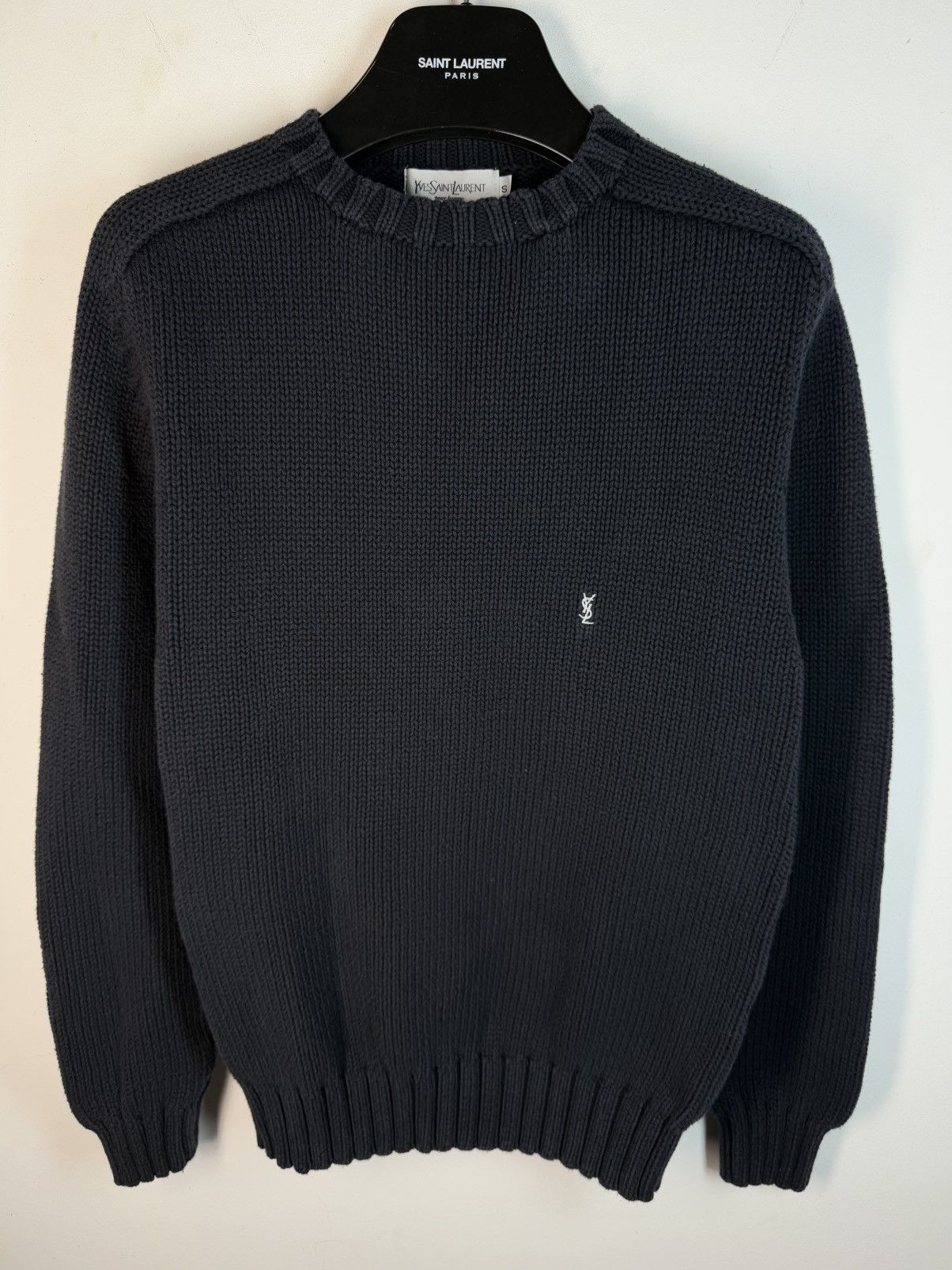 Yves Saint Laurent Heavy YSL Sweater Knit Thick Grey/black Paris Sweatshirt Size US S / EU 44-46 / 1 - 2 Thumbnail