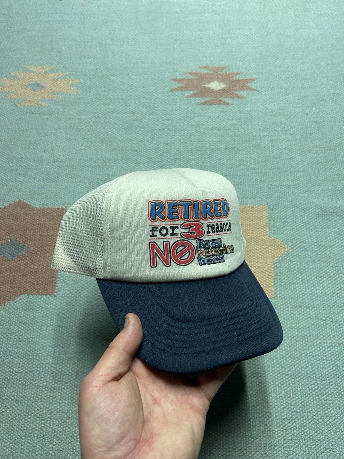 Vintage Vtg trucker hat retired 3 reasons no boss work worries NOS Size ONE SIZE - 1 Thumbnail
