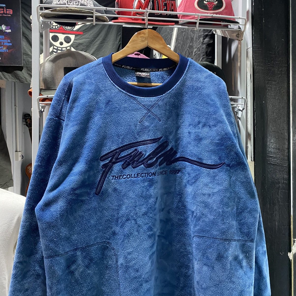 Fubu × Vintage Vintage Fubu Fleece Blue Dye Sweatshirts Size US XL / EU 56 / 4 - 3 Thumbnail