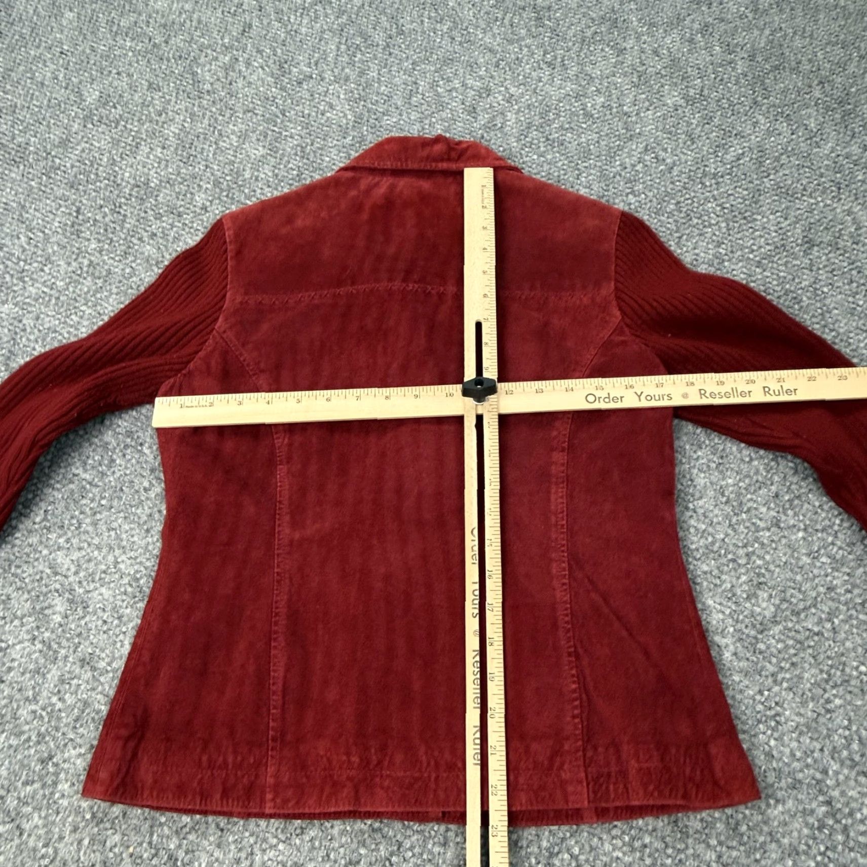 Vintage A.M.I Leather Jacket Womens Petite Small Red Suede Knit Sleeve Button Front Size S / US 4 / IT 40 - 5 Thumbnail