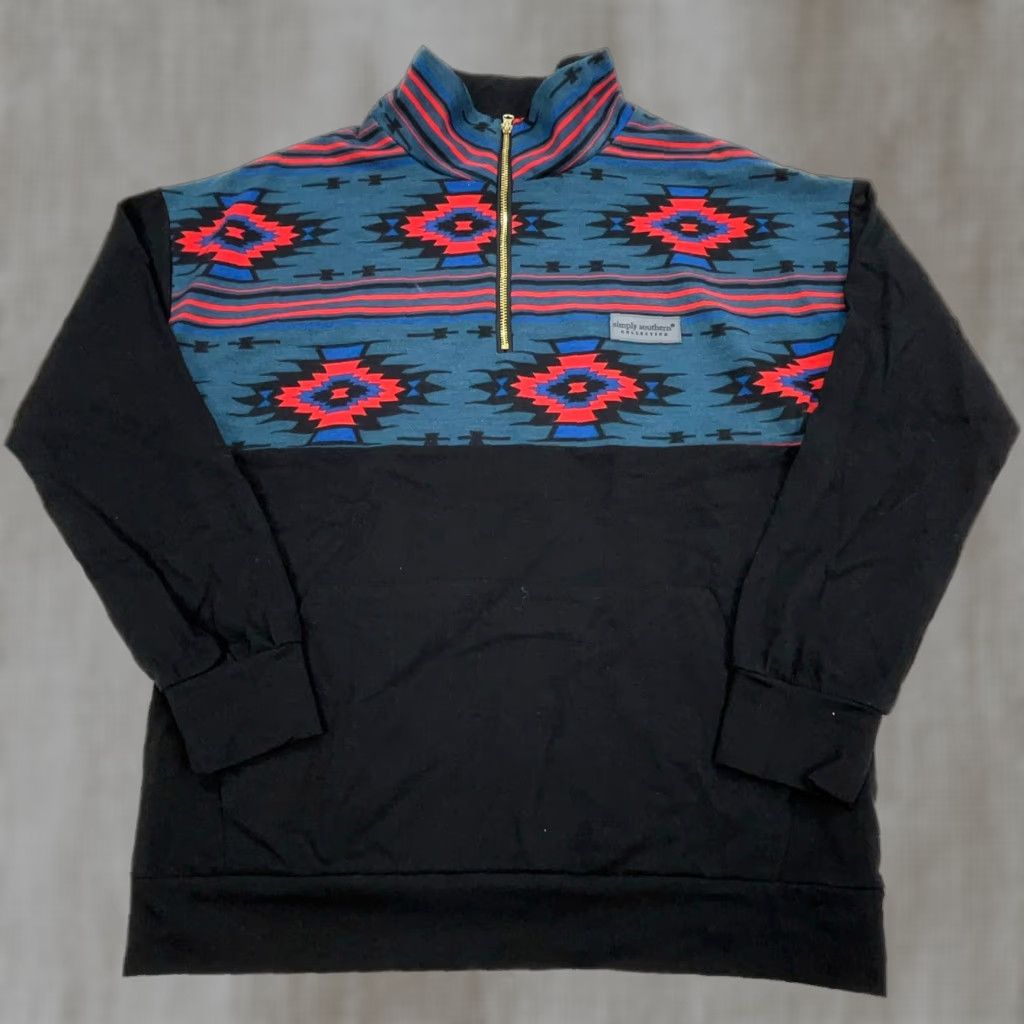 Vintage Simply Southern Sweater Women S Black Pullover Aztec Southwestern Bear Lodge Size S / US 4 / IT 40 - 1 Thumbnail