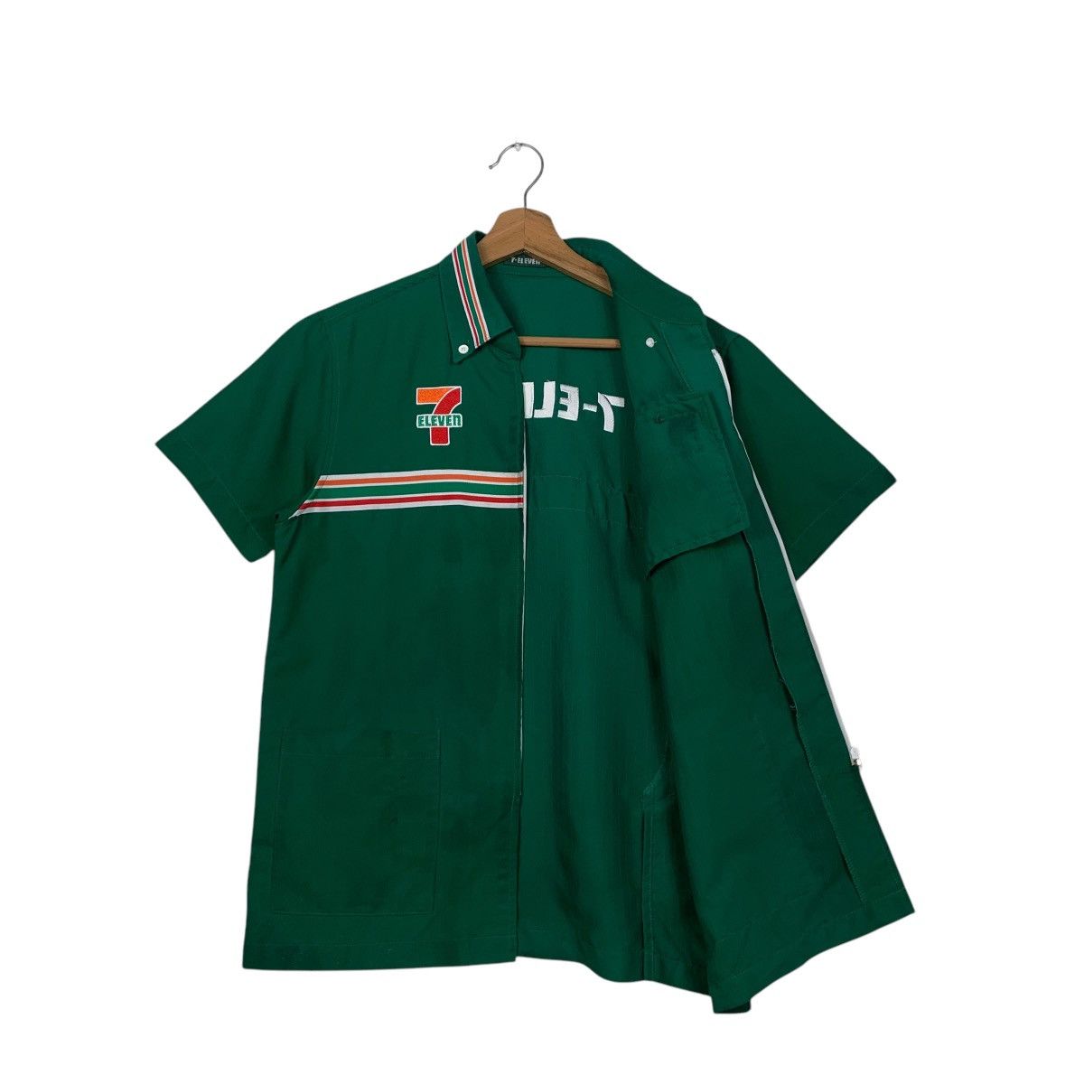 Japanese Brand Vintage 7 ELEVEN Big Logo SS Green Uniform Jacket #2584-C117 Size US M / EU 48-50 / 2 - 8 Thumbnail