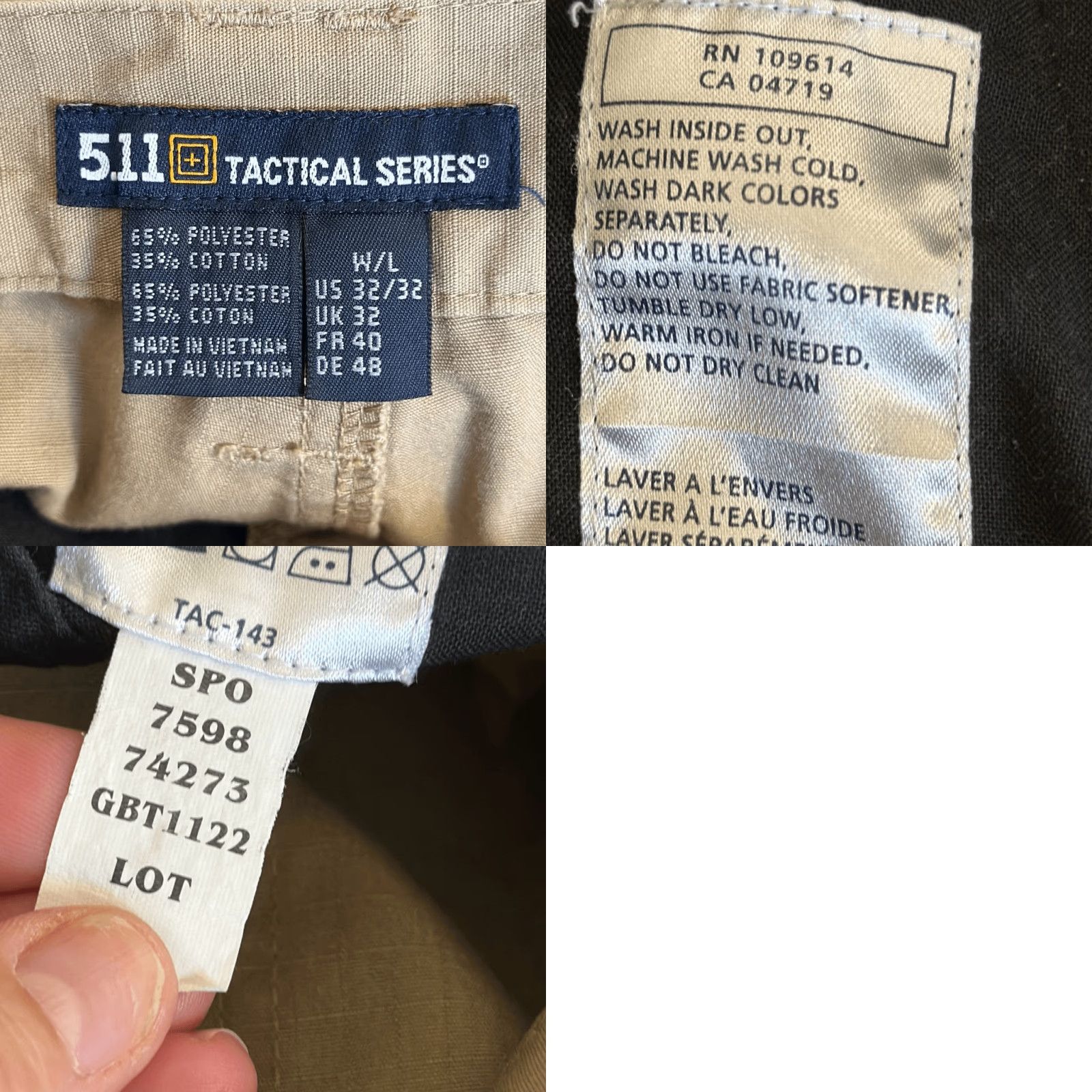 Vintage 5.11 Tactical Men's Taclite Pro Lightweight Performance Pants Cargo Style 74273 Tan 32 Inseam 32 Mens Size US 32 / EU 48 - 8 Thumbnail