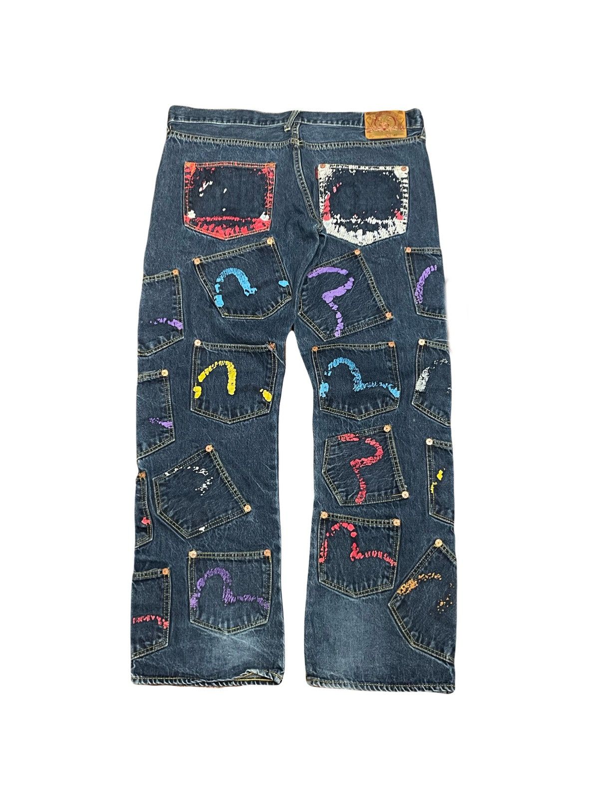 Allover Kamon and Logo-pattern Pocket High-waist Skinny