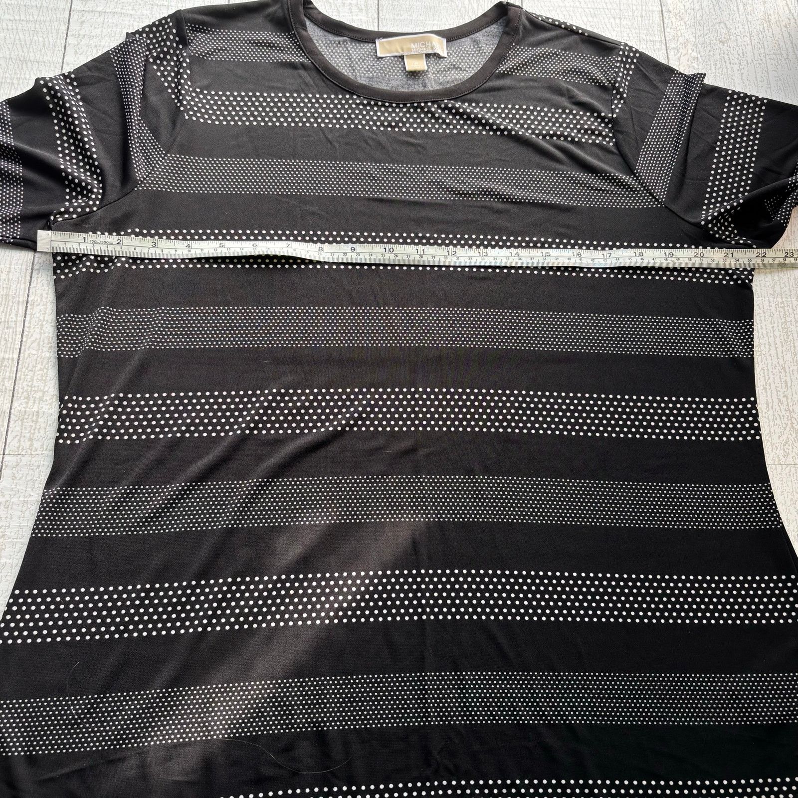 Michael Kors MICHAEL Michael Kors Black Top with White Polka Dot Stripes Size XXL / US 16-18 / IT 52-54 - 8 Thumbnail