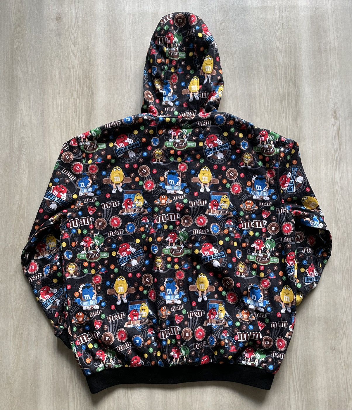 VINTAGE M&M JH Design All Over AOP Hoodie White Full ZipSz M