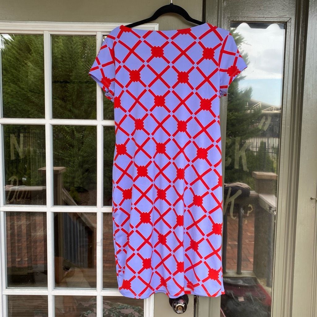 CAMILLA Camomilla Love Purple Red Geometric Italian Dress, Size 16, Size XXL / US 16-18 / IT 52-54 - 8 Thumbnail