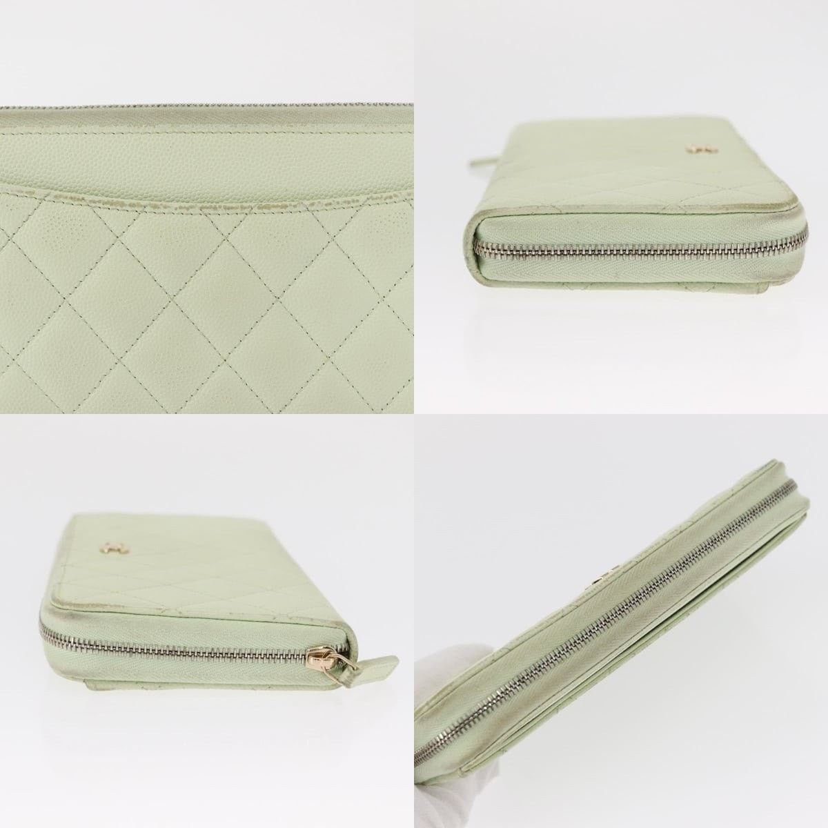 Chanel Chanel Long Wallet Caviar Skin Green Gold CC Size ONE SIZE - 3 Thumbnail