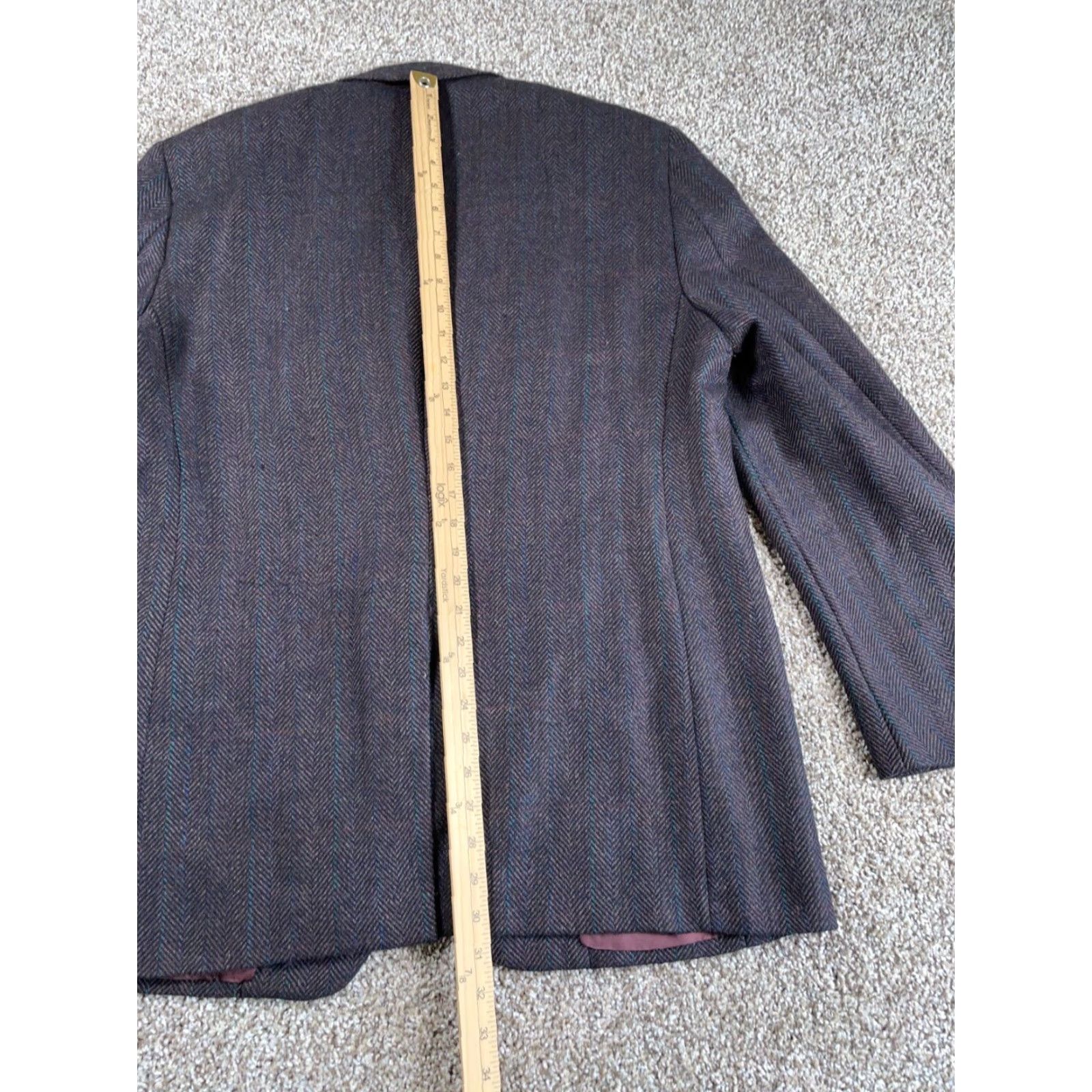 Vintage VINTAGE Hickey Freeman Wool Blazer Men's 42 Brown Herringbone Classic Preppy Size 42R - 7 Thumbnail