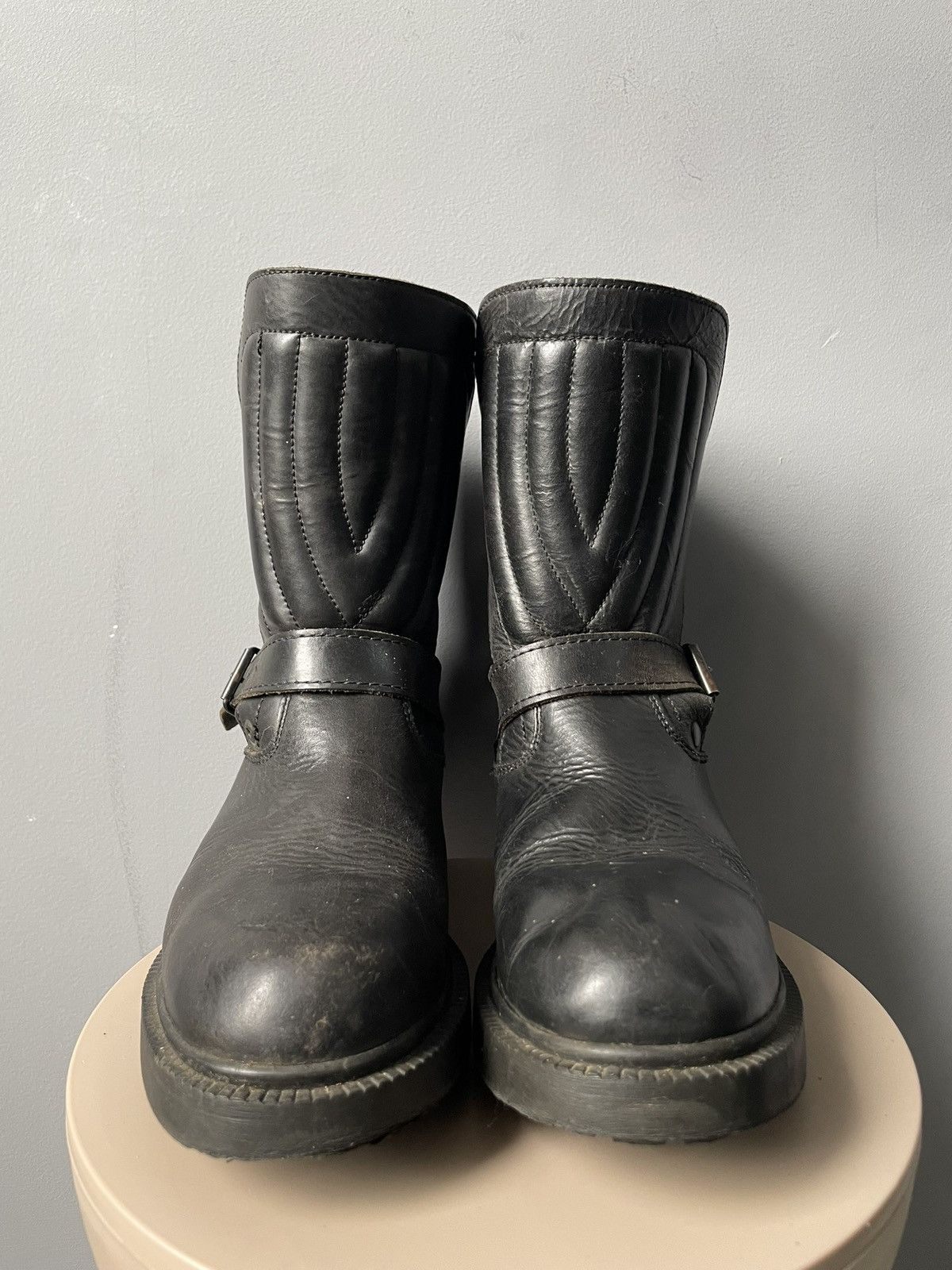 Vintage Motorcycle Boots Leather Platform New Rock Style Y2K in Black, Men's (Size 11) — image 2 of 6