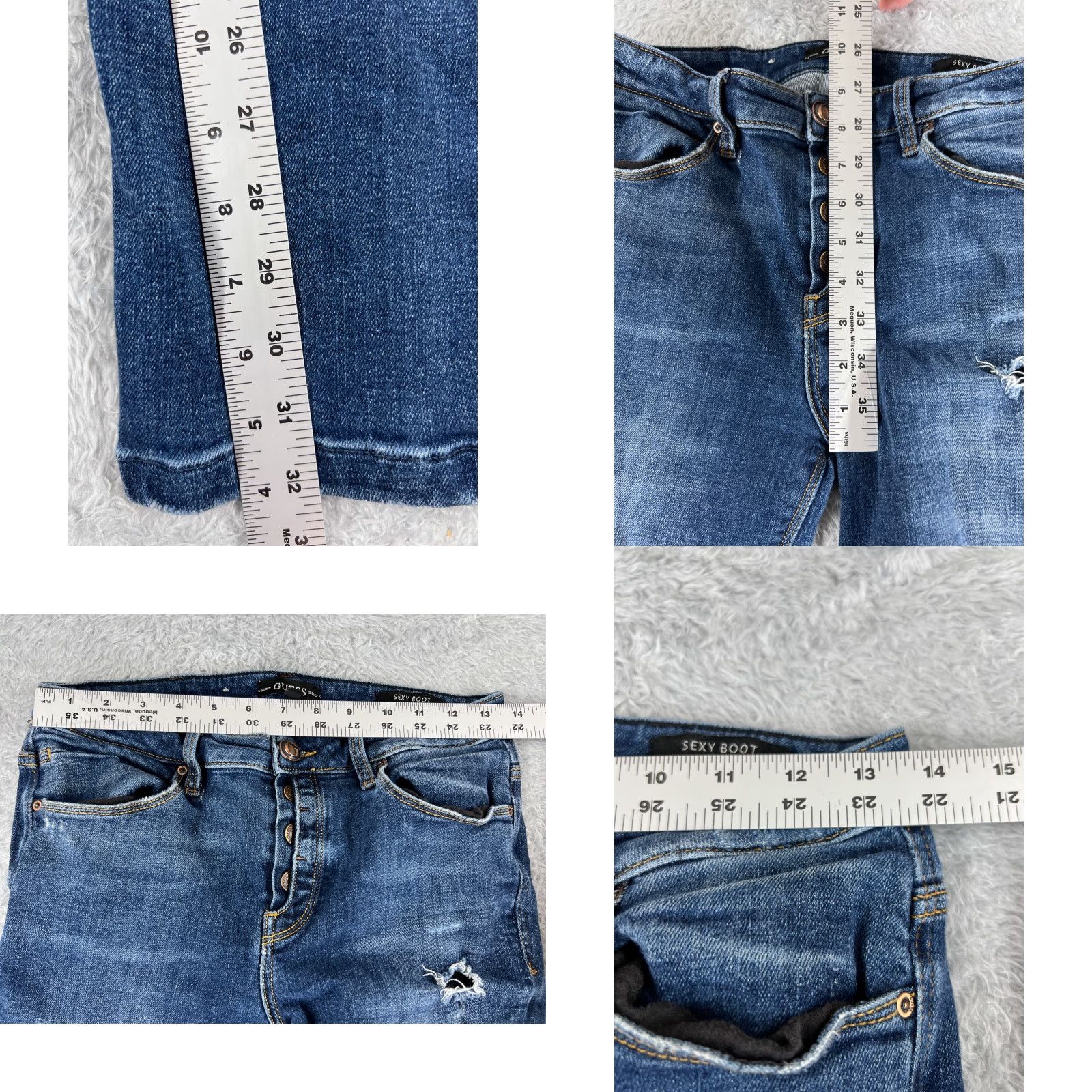 Guess Guess Jeans Womens 27 Blue Denim Boot Cut Mid Rise Cotton 26x32 Size 27" / US 4 / IT 40 - 8 Thumbnail