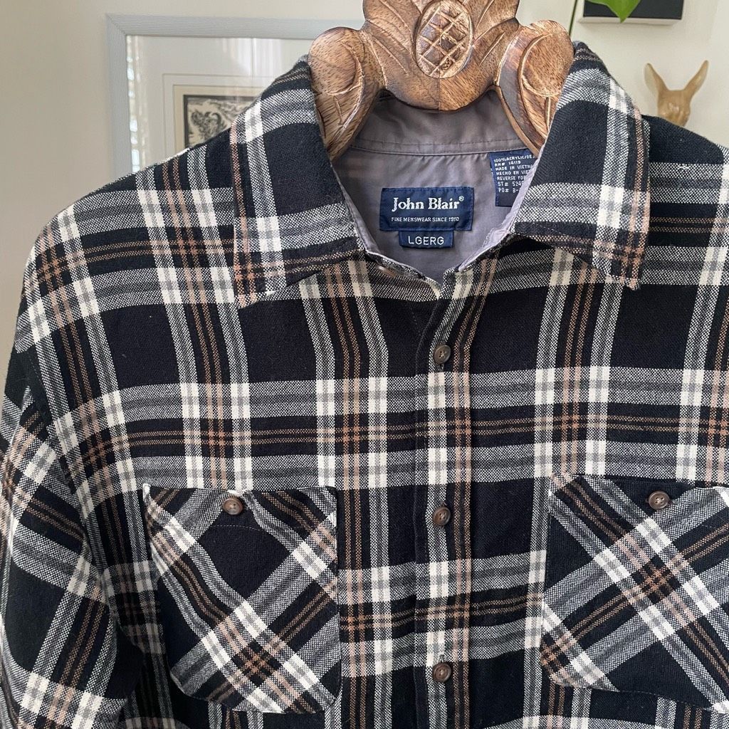 Blair John Blair Black Tan Plaid Button Shirt L Size US L / EU 52-54 / 3 - 2 Thumbnail