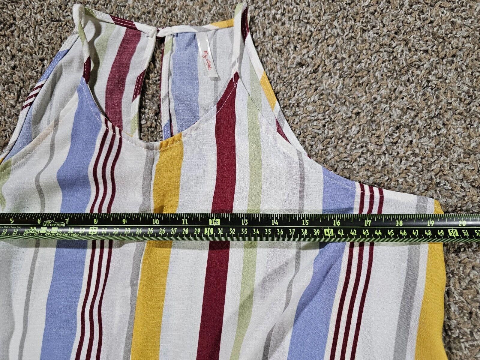 Designer My Story Blouse Top Size M Striped Tie Stretch NWT Lillian's Size M / US 6-8 / IT 42-44 - 4 Thumbnail