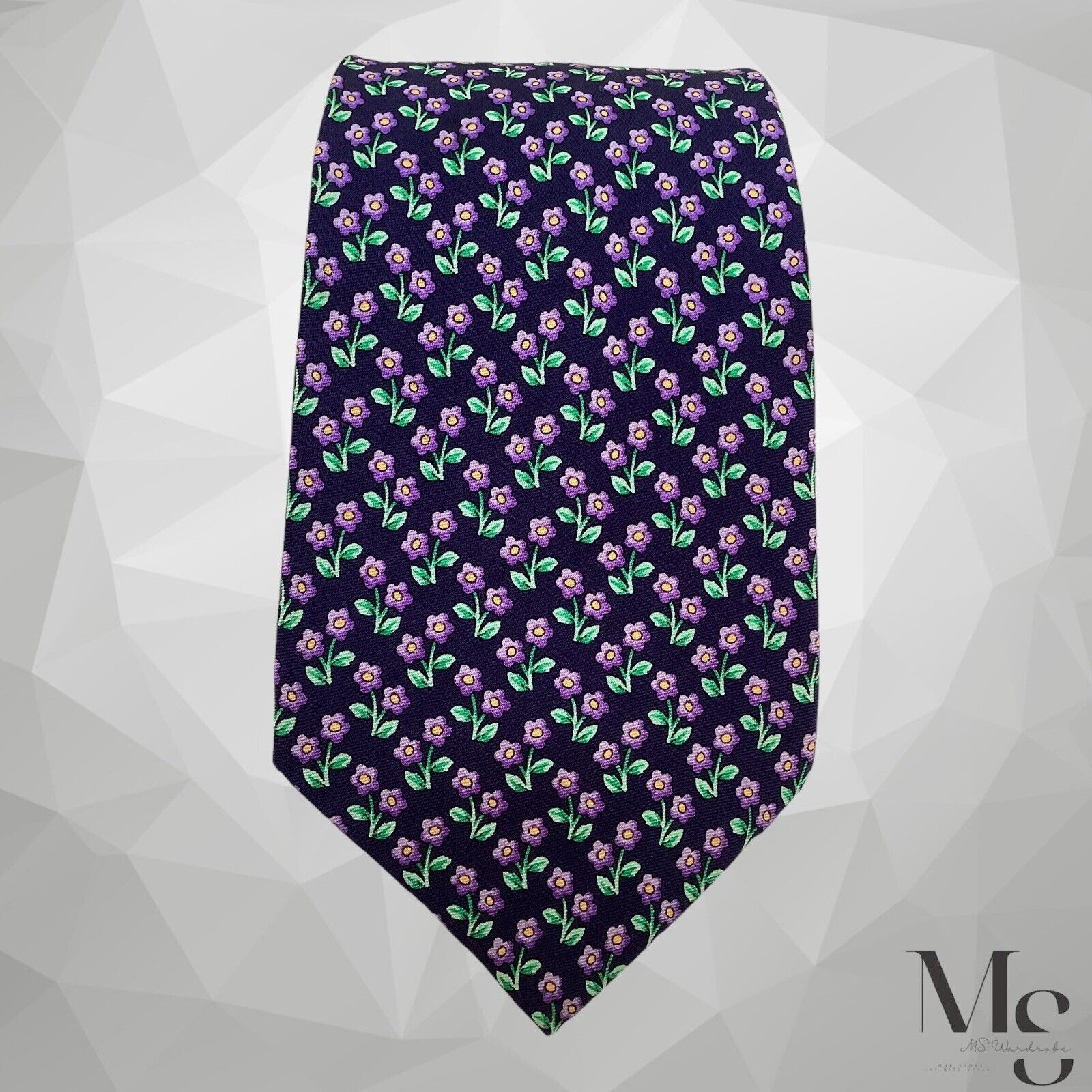 Thomas Pink THOMAS PINK MCMXCVIII Blue Purple Floral Silk Tie England Size ONE SIZE - 3 Thumbnail