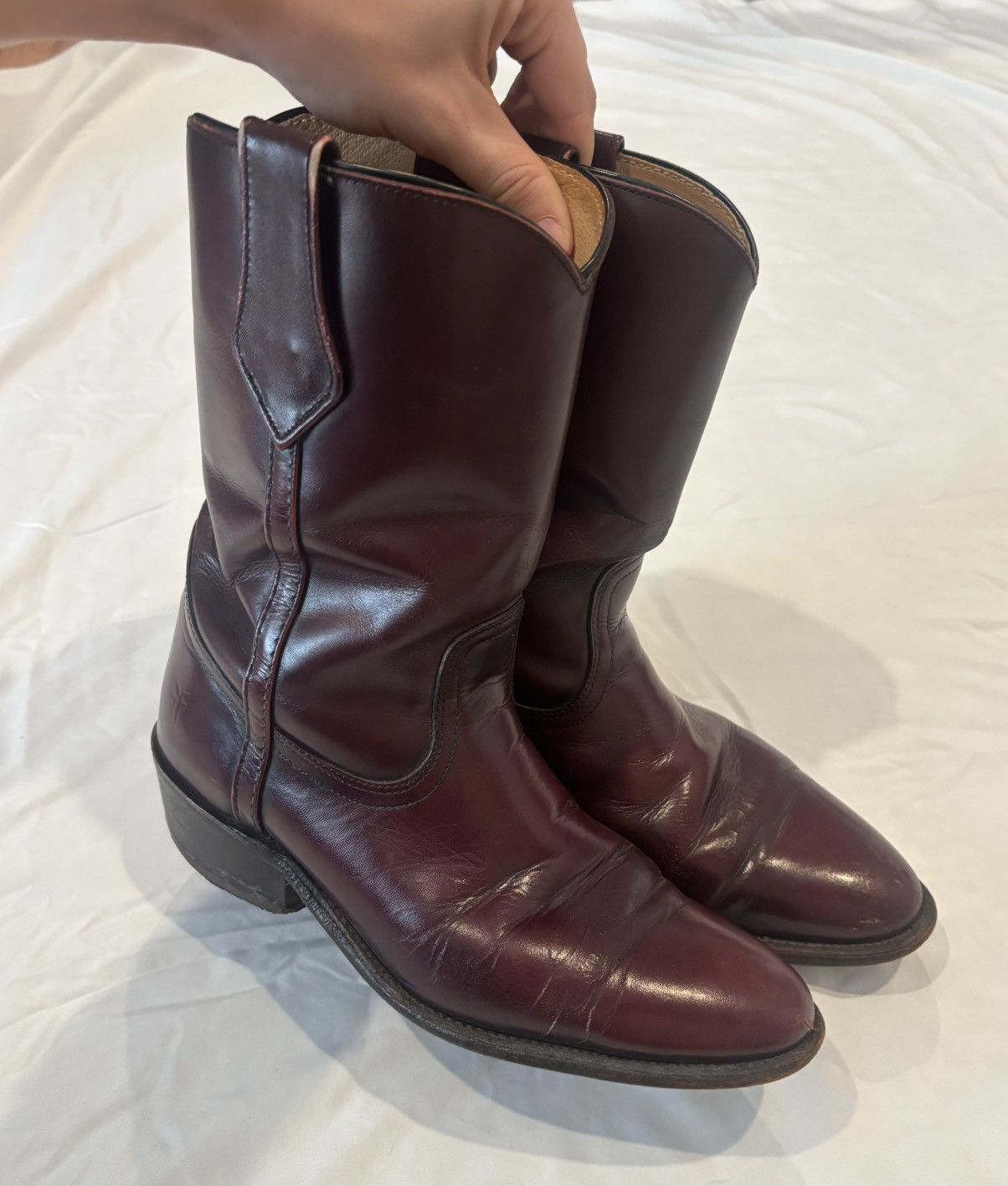 Frye Mens Oxblood Western Roper Boots Men's 8.5D Made in USA