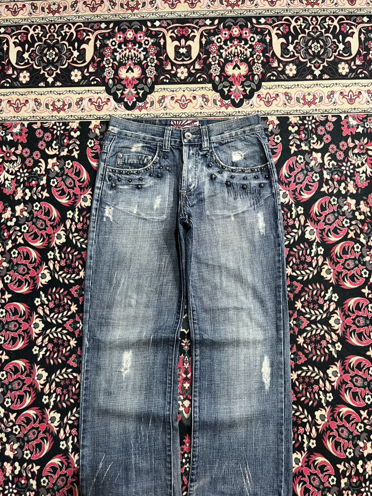 Who Decides War Warren Webber Studded Pocket Antelope Patches Blue Jeans Size US 28 / EU 44 - 3 Thumbnail